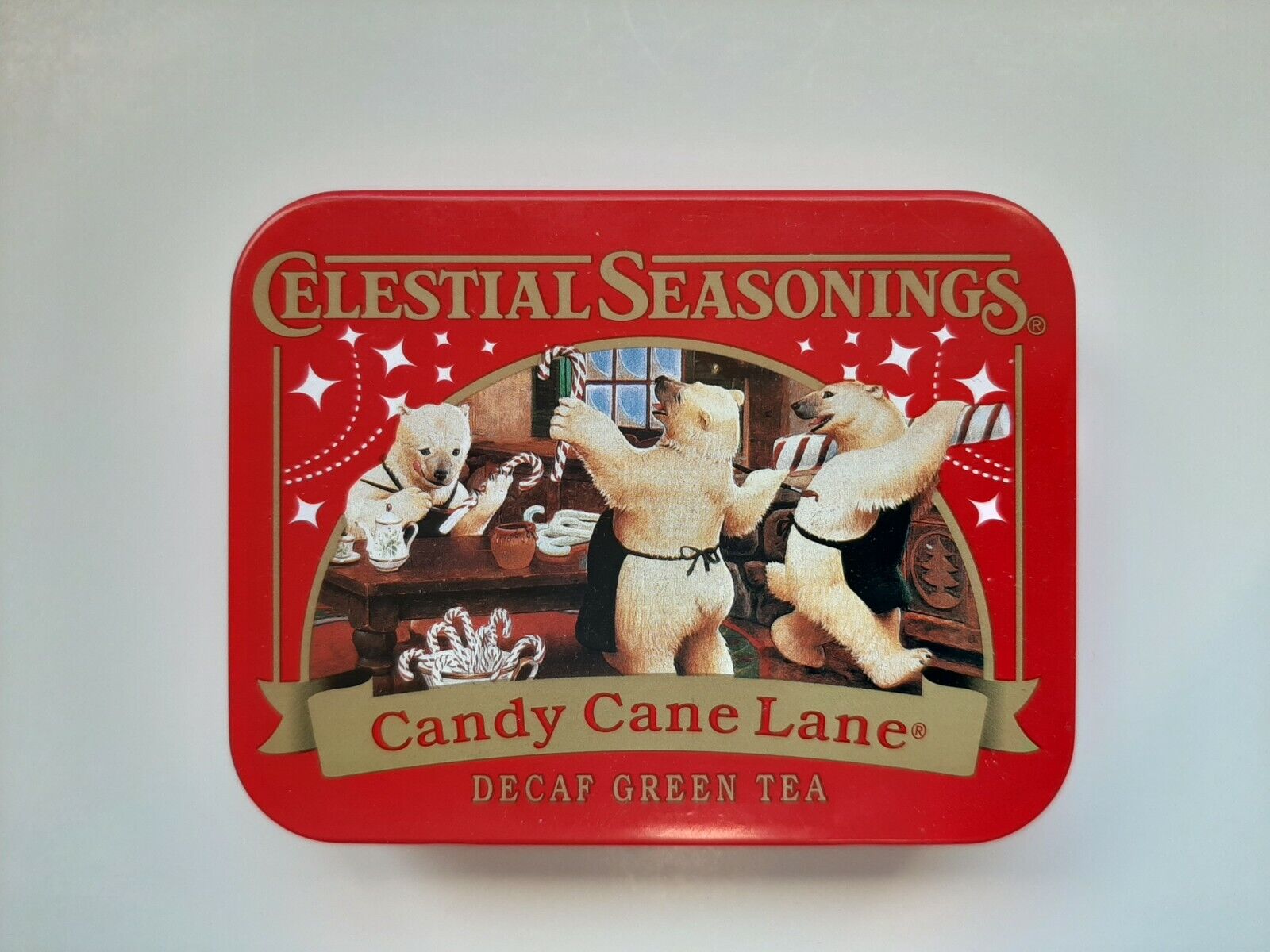 CELESTIAL SEASONINGS Miniature Tea Tin--Candy Cane Lane