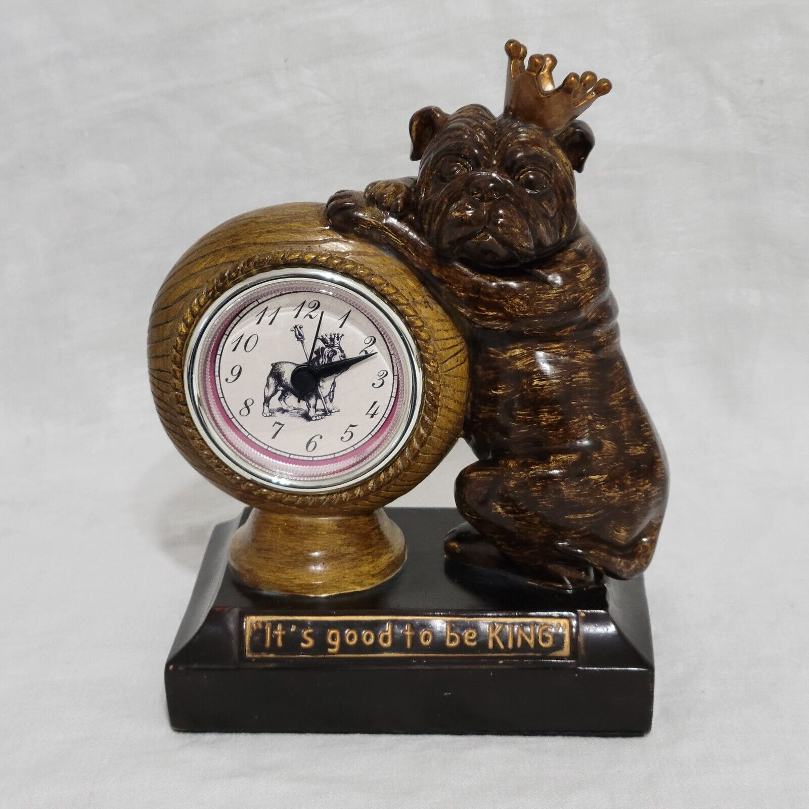 Resin & Wood  Bulldog Mantle Clock