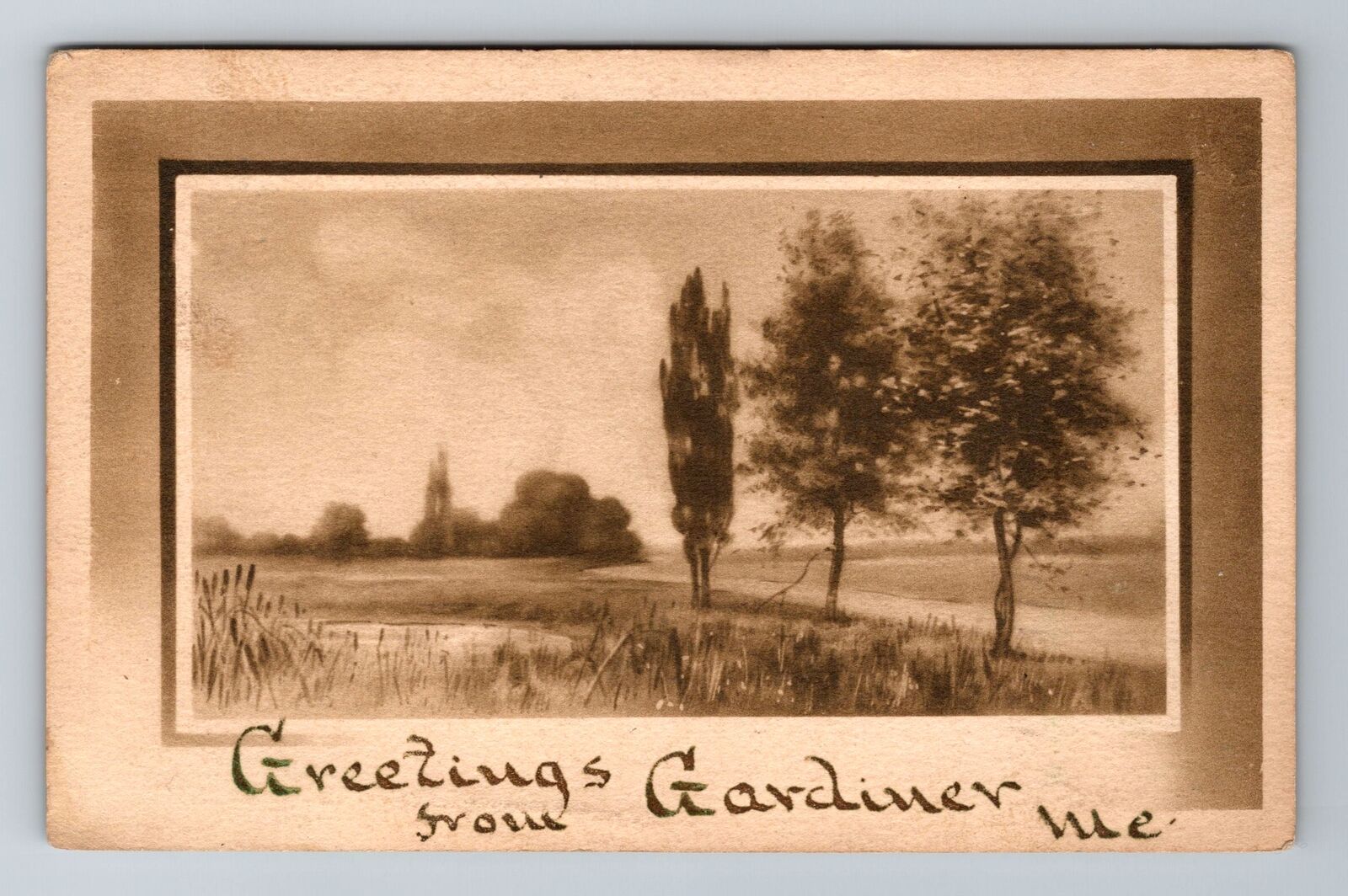 Gardiner ME-Maine, General Greetings, Antique, Vintage c1910 Souvenir Postcard