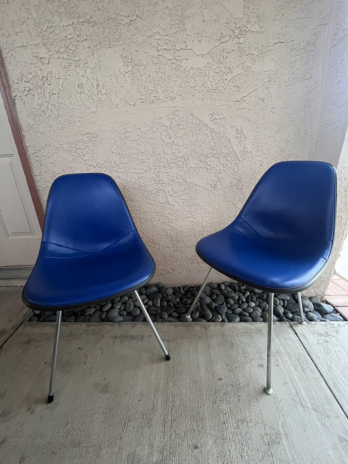 1970s Vintage Mid Century Modern Herman Miller Blue Chairs SET OF 2