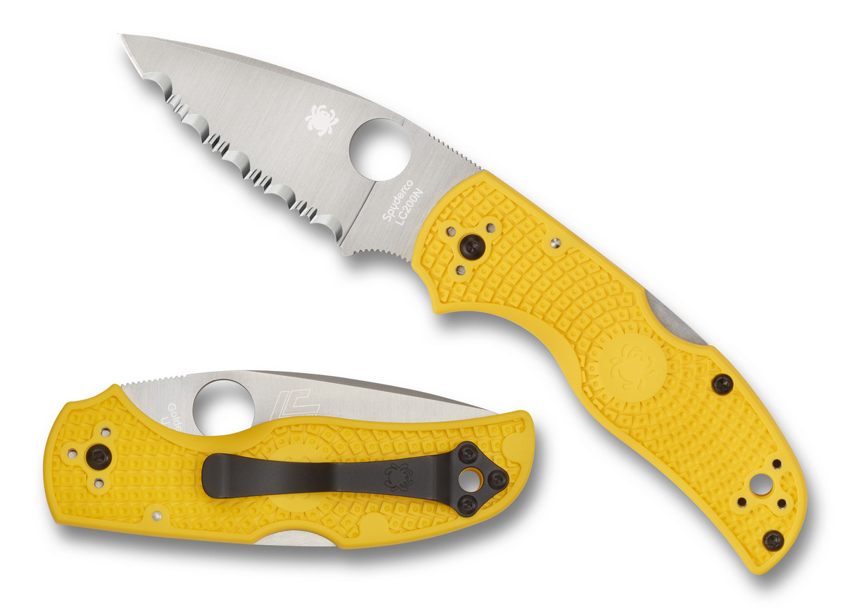 Spyderco Knives Native 5 Lockback Yellow FRN Serrated MagnaCut Stainless C41SYL5