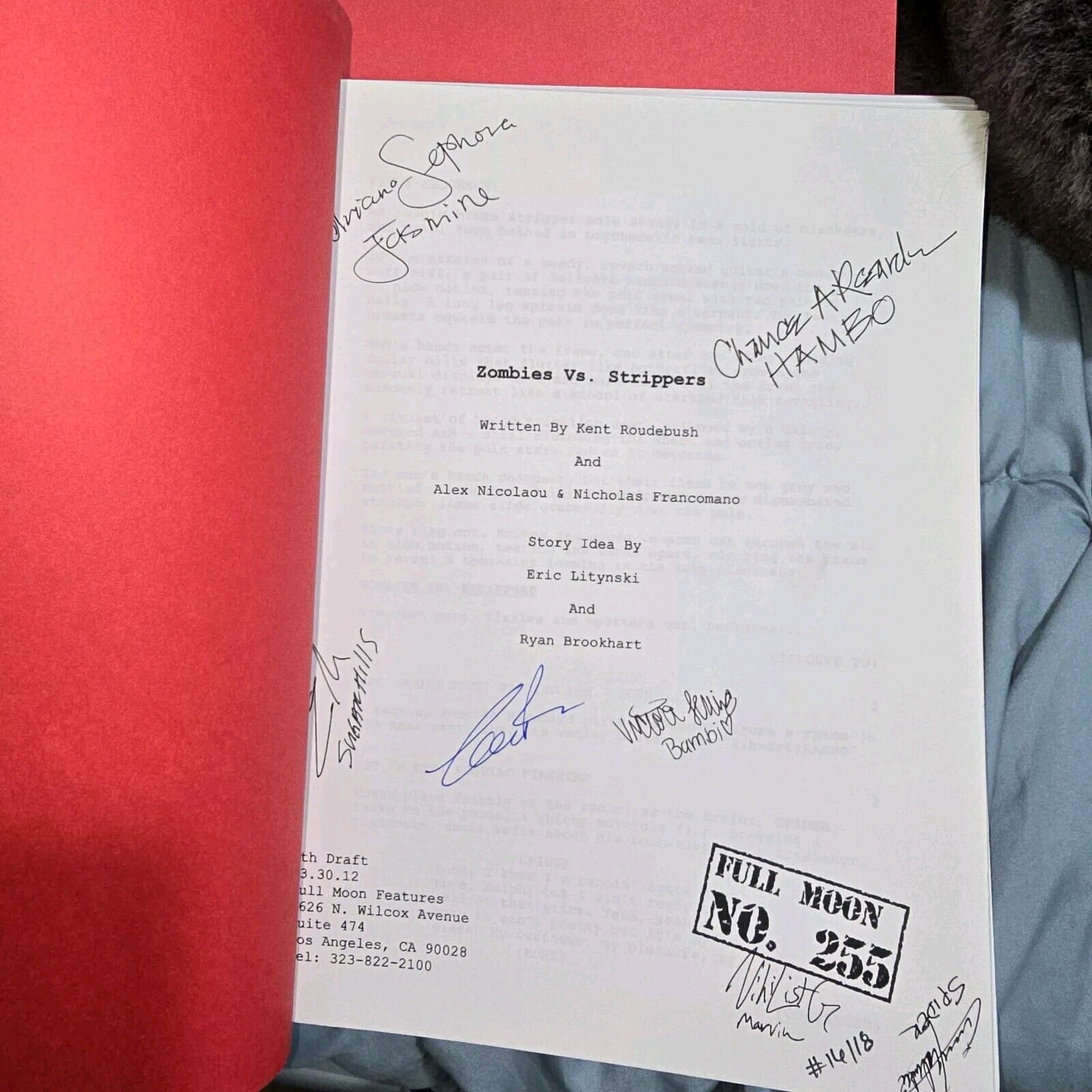 Full Moon Features Signed Zombies Vs Strippers Movie Script Ultra Rare