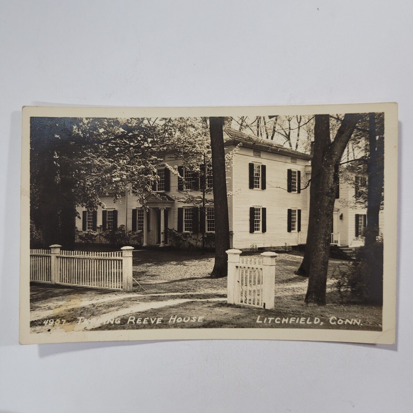Tapping Reeve House Real Photo Postcard RPPC Litchfield Connecticut Street View
