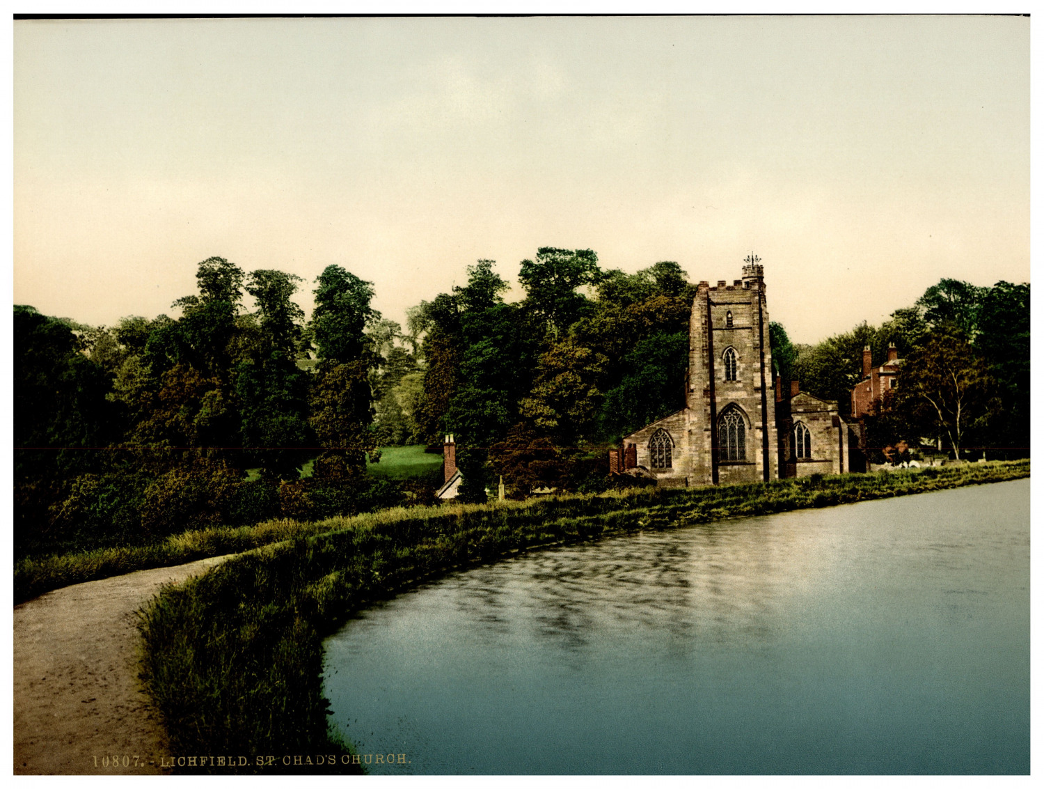 England. Lichfield. St. Chad\'s Church. Vintage Photochrome by P.Z, Photochrome 