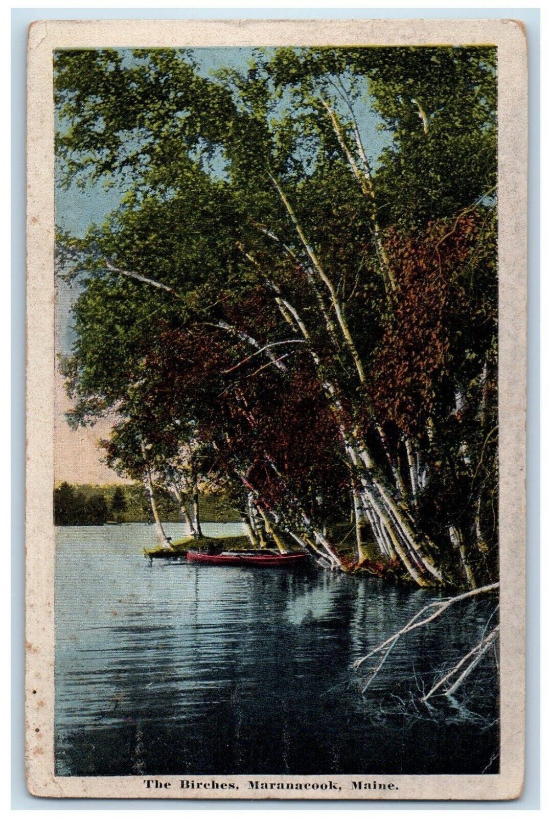 1921 View Of The Birehes Lake Canoe Maranacook Maine ME Posted Vintage Postcard