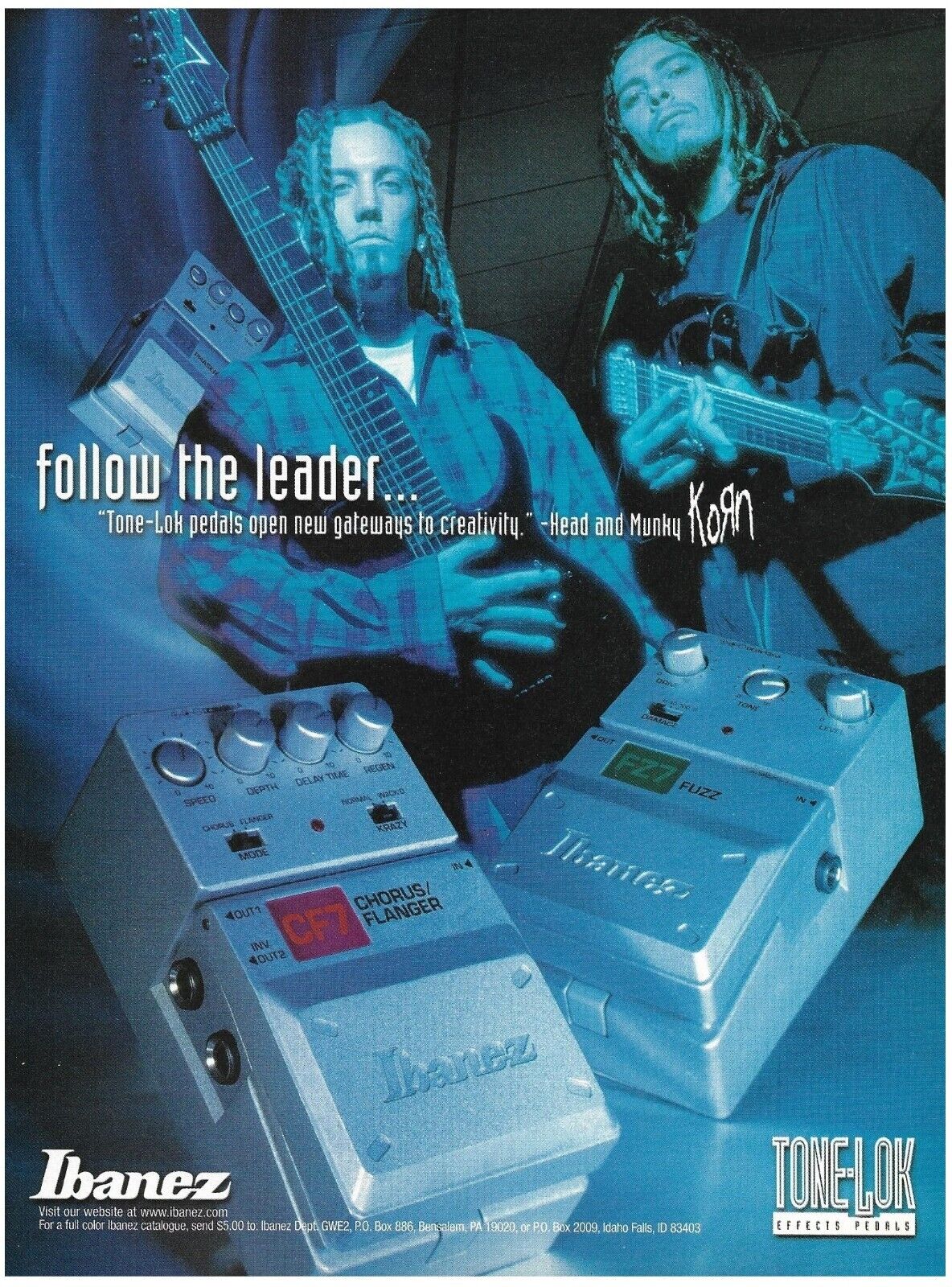 Korn Munky & Head Ibanez Tone-Lok effects pedal 2000 advertisement ad print