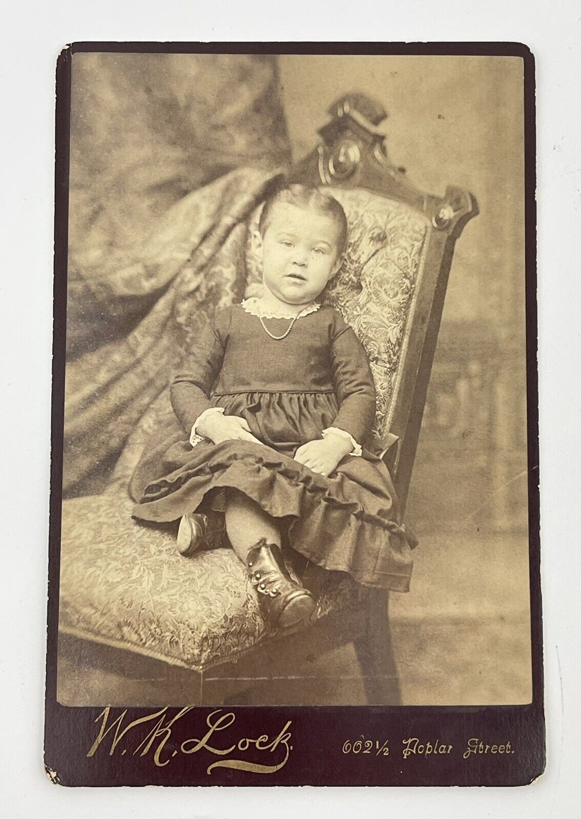 Antique Photo Sleepy Child Girl CDV Victorian Era Studio Photography Prop