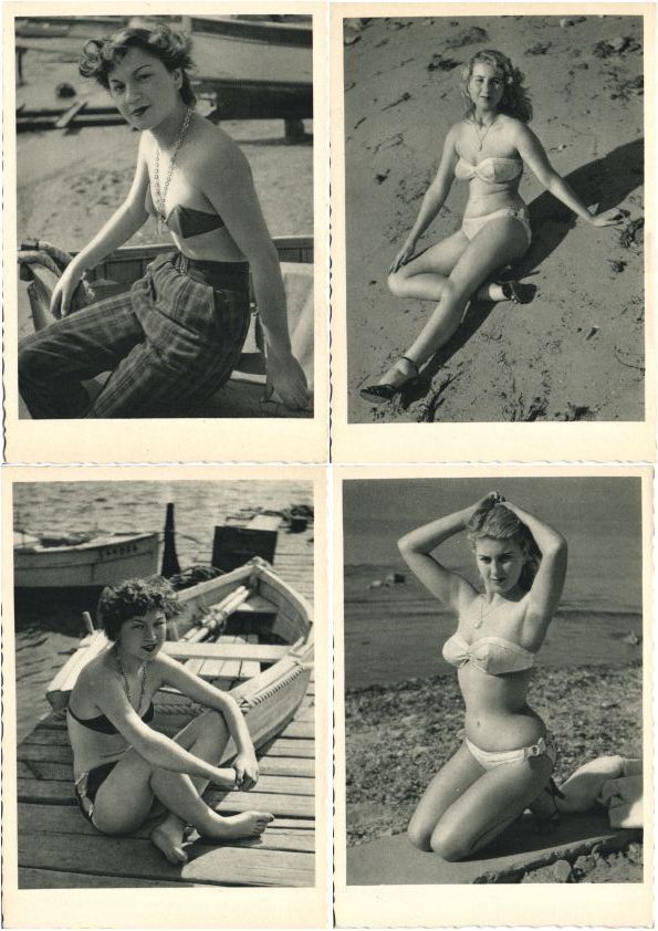 PIN UP BATHING GIRLS RISQUE 22 Vintage Postcards 1950\'s period (L6130)