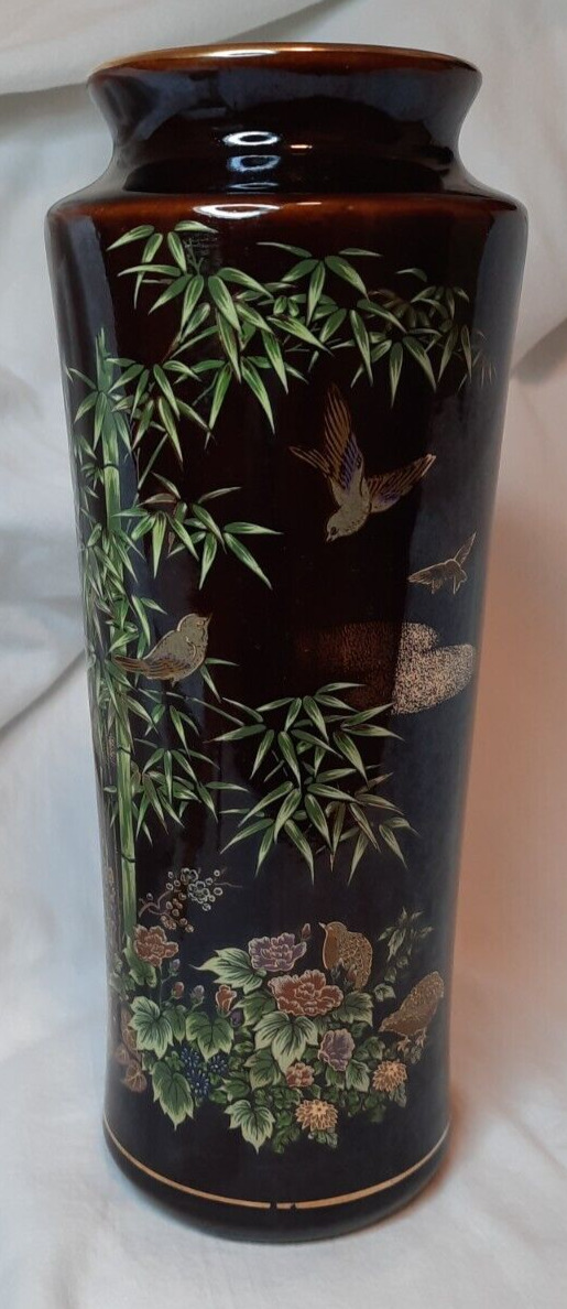 Yamayo Bamboo and Birds Japanese tall Vase