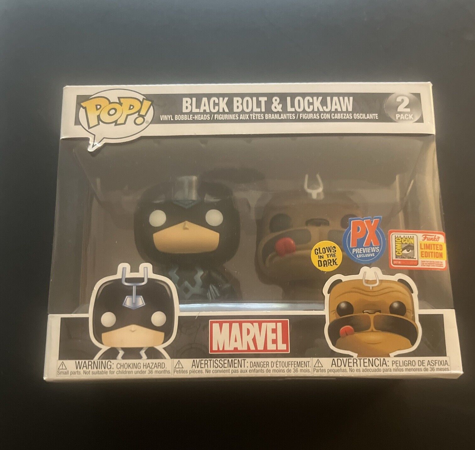 Funko Pop Marvel Lockjaw & Black Bolt Exclusive Edition - 2 Pack NON-MINT BOX 