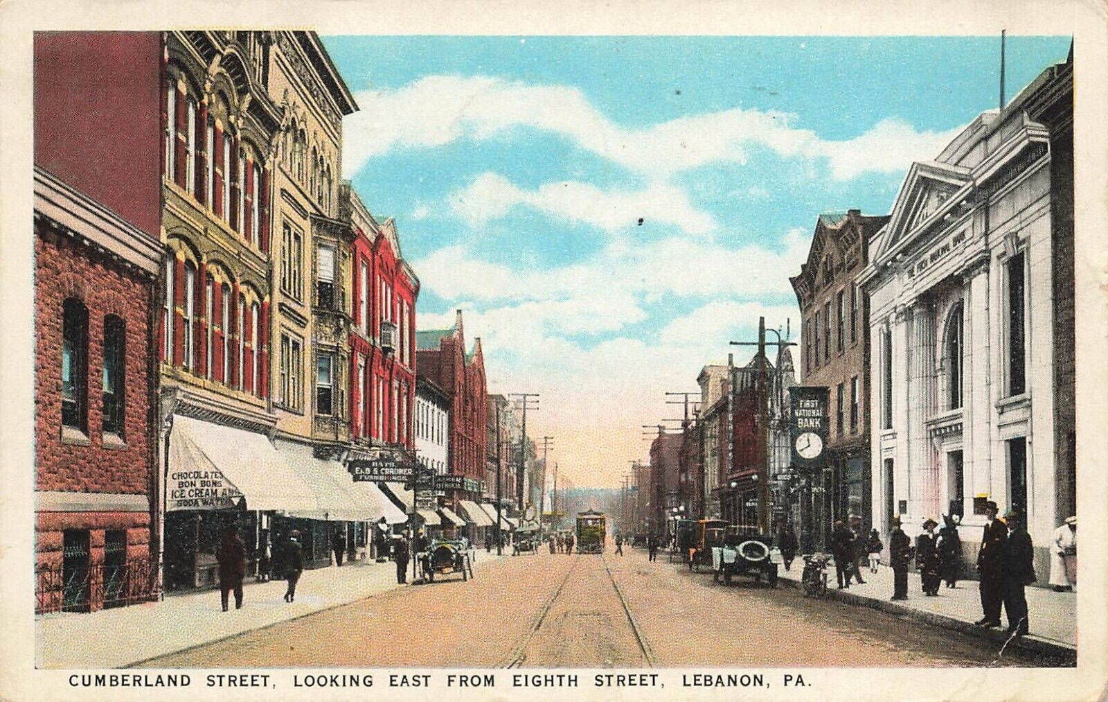 1924 PENNSYLVANIA POSTCARD: CUMBERLAND STREET, FROM 8TH STREET, LEBANON, PA