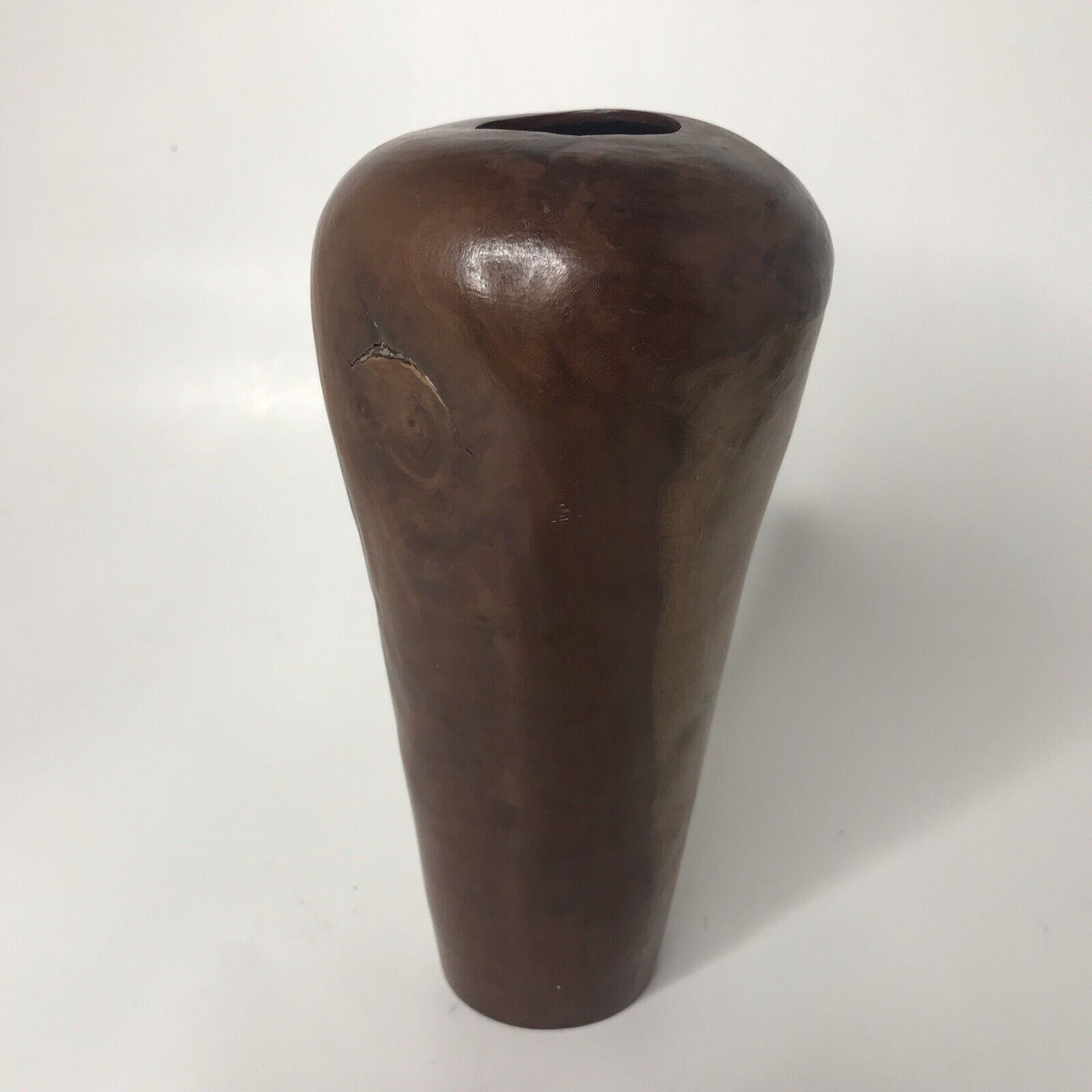 Handmade Eucalyptus Wood Vase 7” Artist Signed Bohemian Boho Natural Nature