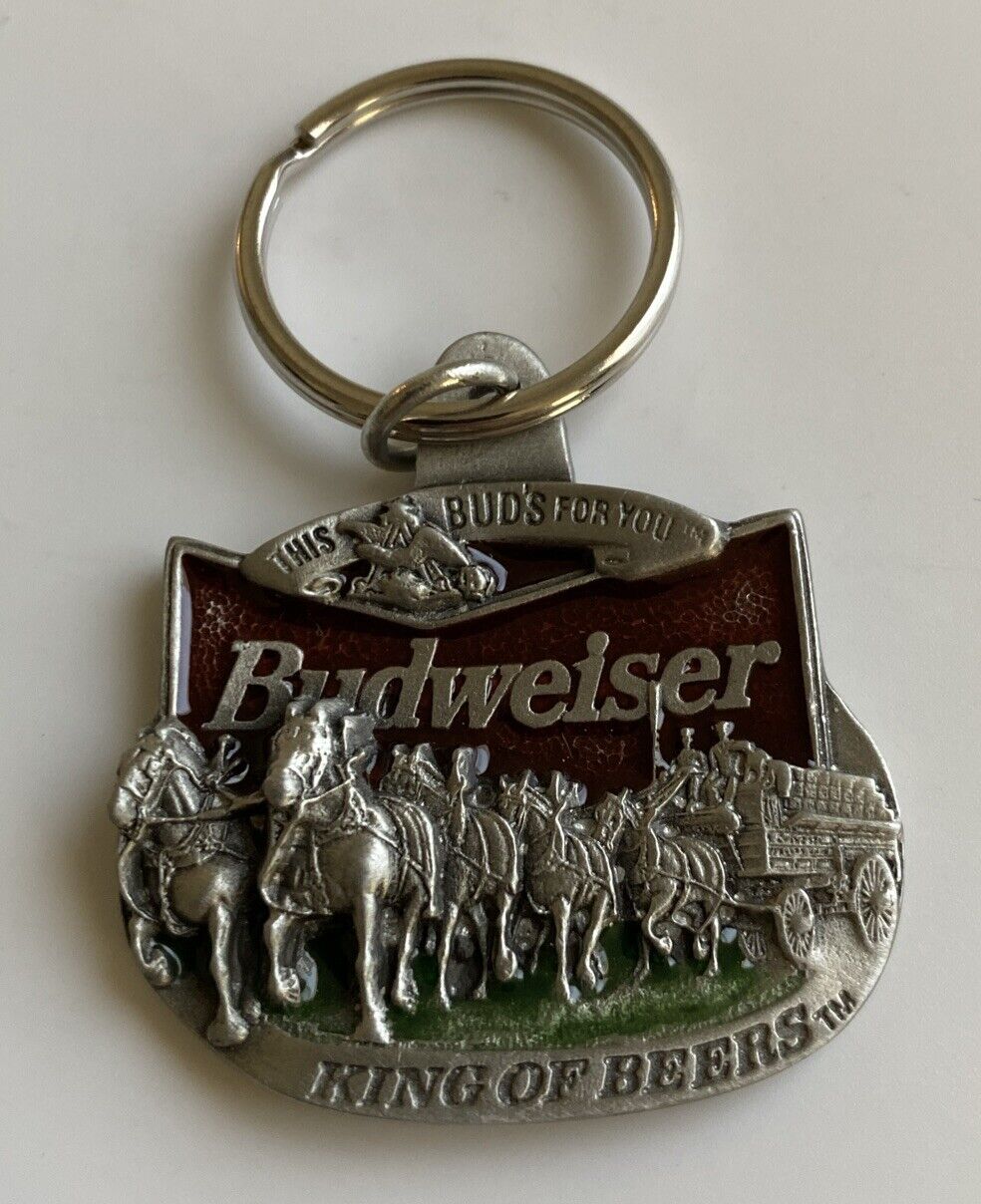 Budweiser Pewter Silver Keychain King Of Beers 1996 KCBW-5
