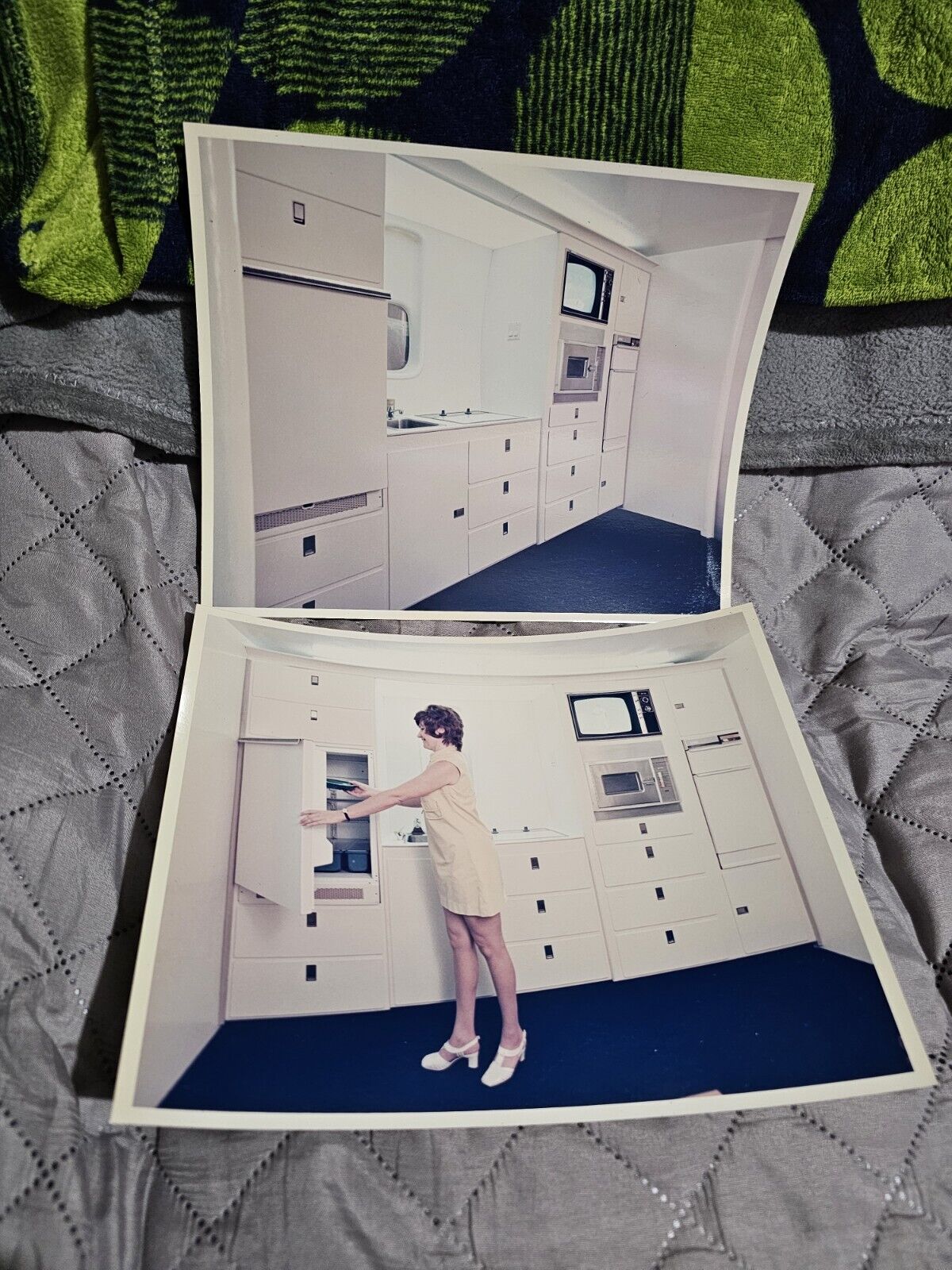2 Vintage Airlines Airplane Kitchen Photographs Air Research Flight Attendant