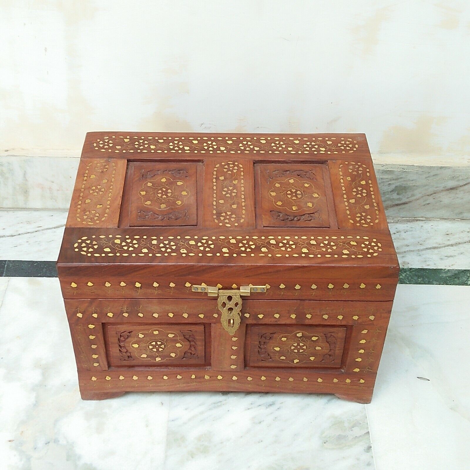 Wooden Chest Box Treasure Pirate Collectible Home Decorative Gift