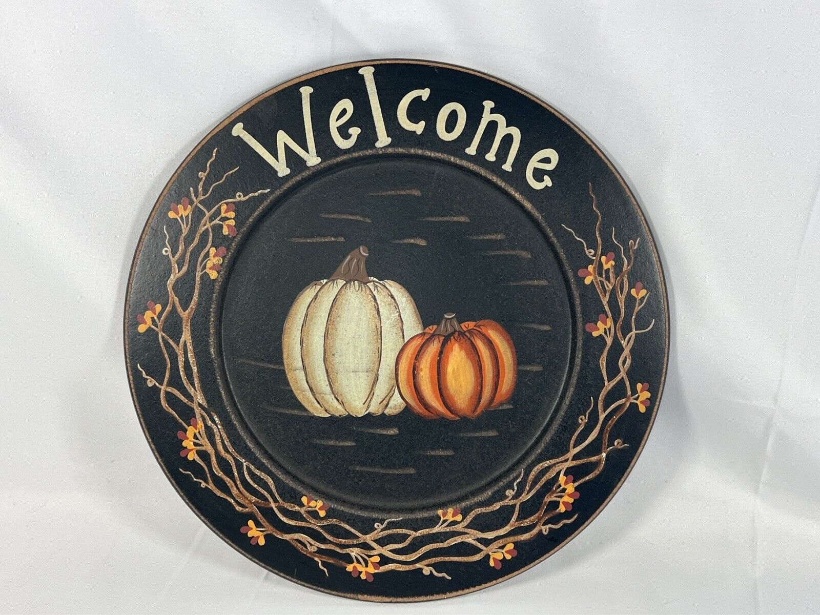 Pumpkin Plate Primitive Style Welcome Folk Art Country Decor By Audrey’s 9.5’’