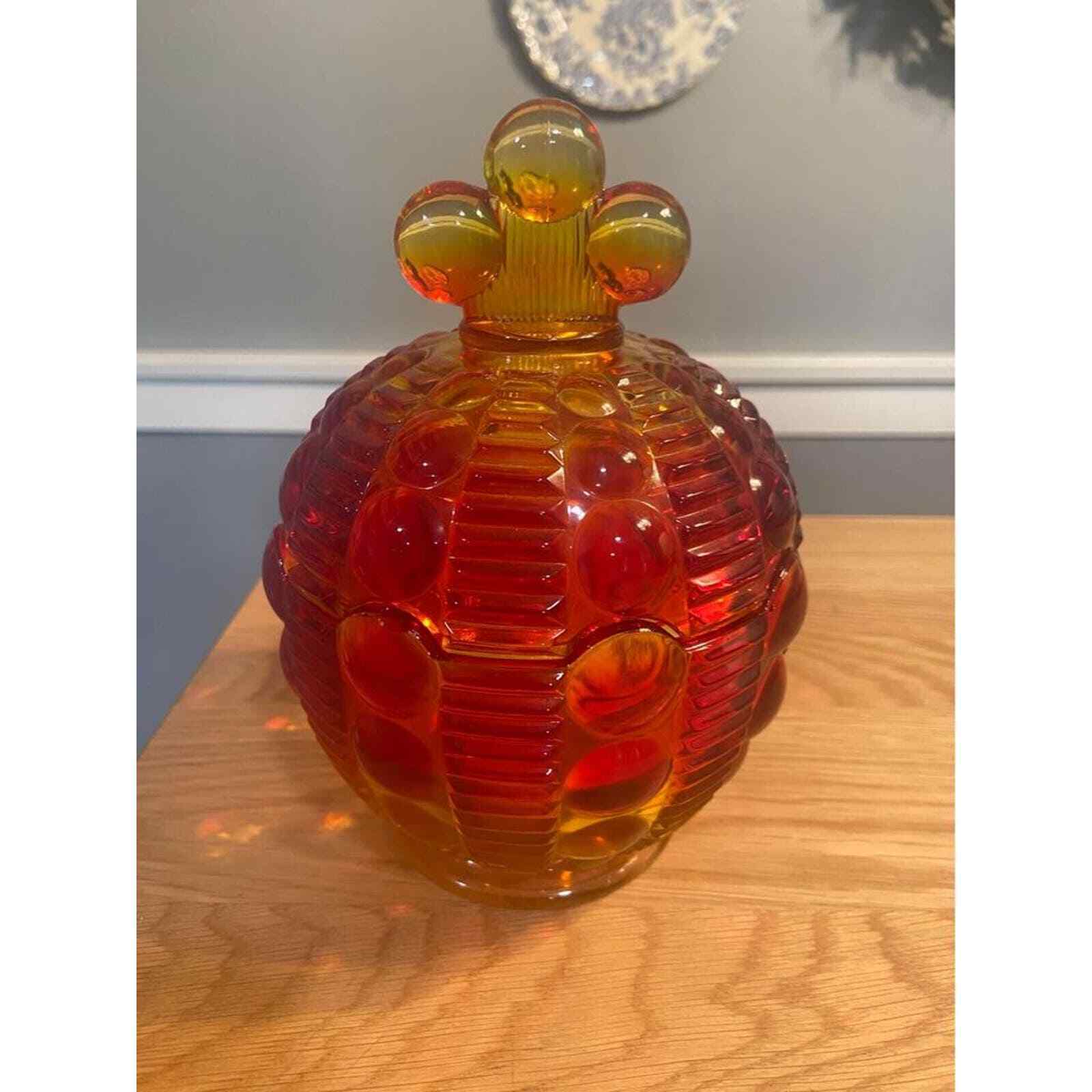 Indiana Glass Tiara Exclusives Sunset Dewdrop Covered Candy Jar