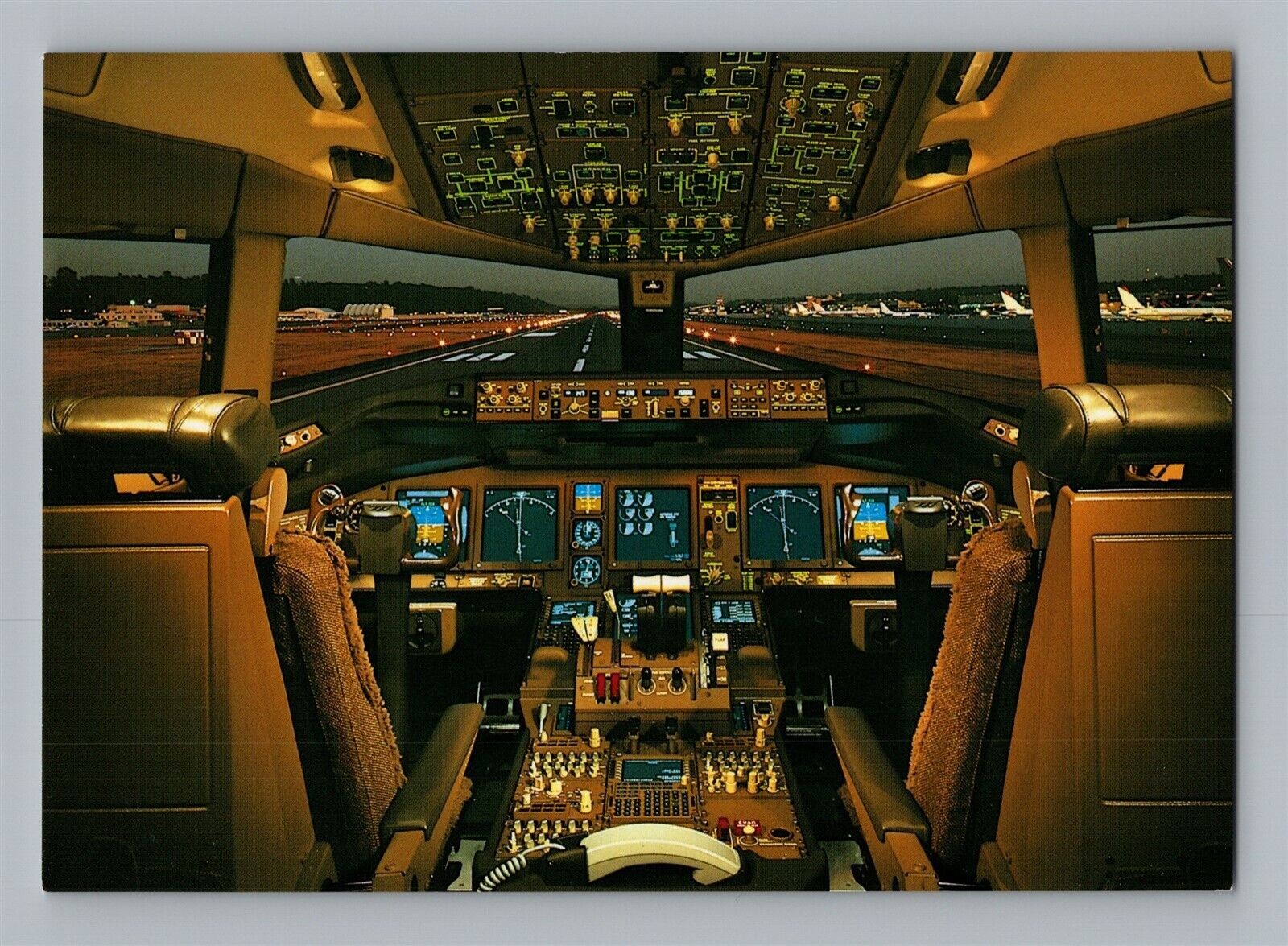 Aviation Airplane Postcard Flight Deck Controls Cockpit Boeing 777-200 AF11