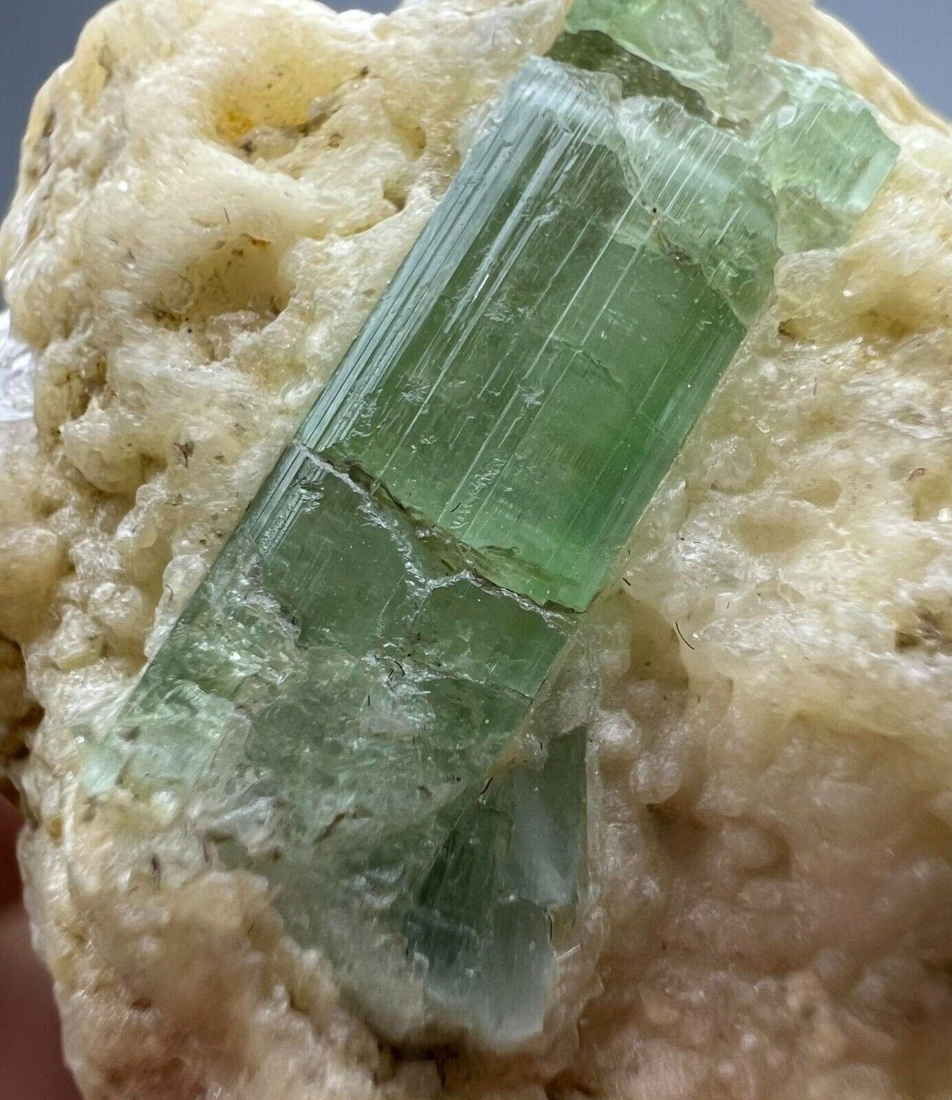 94 CT. Very Beautiful Green Tourmaline Crystal On Matrix From Kunar AFG