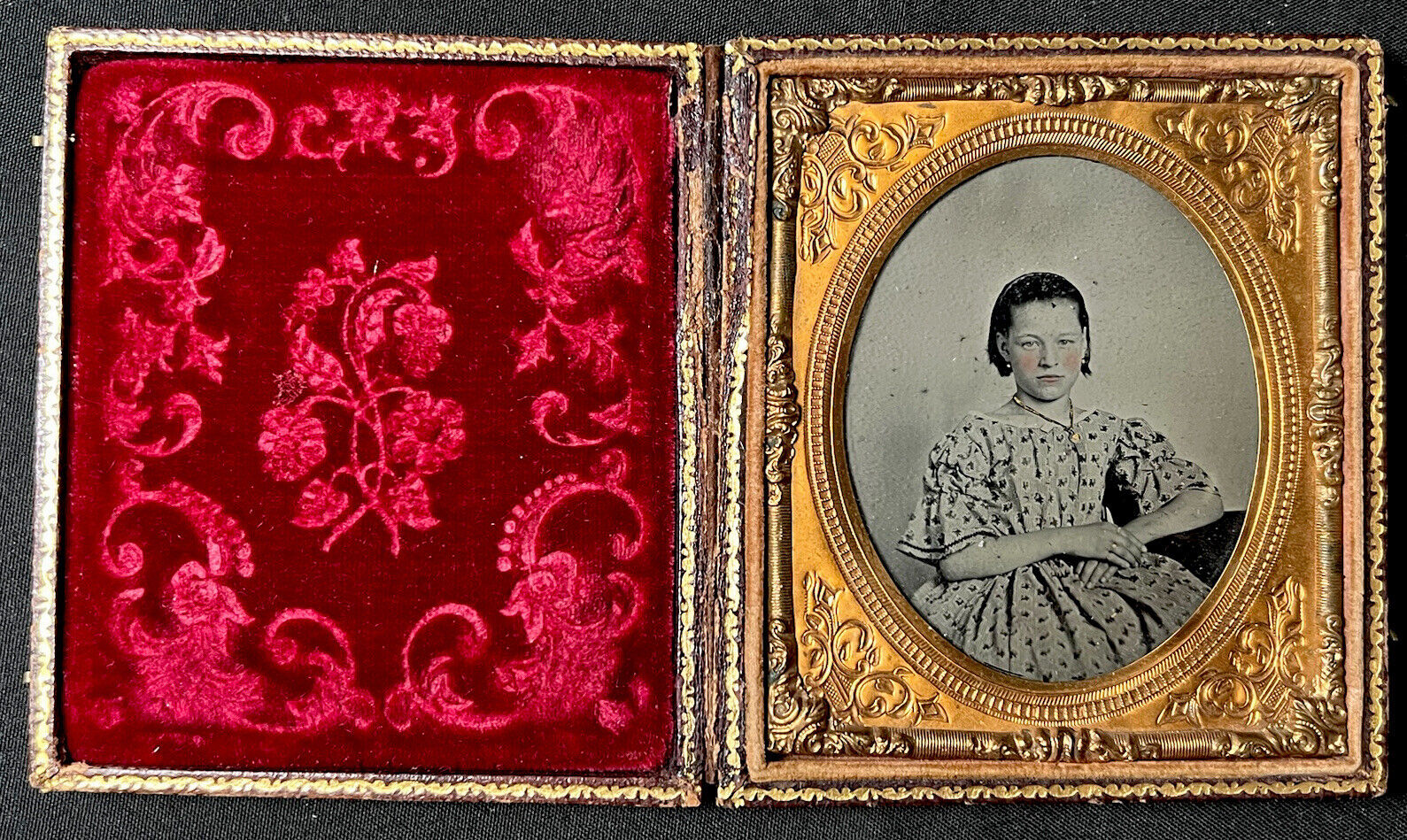 Antique 1854 Ambrotype SARAH HOLBROOK O’DELL ID Full Case Photo w ID Genealogy