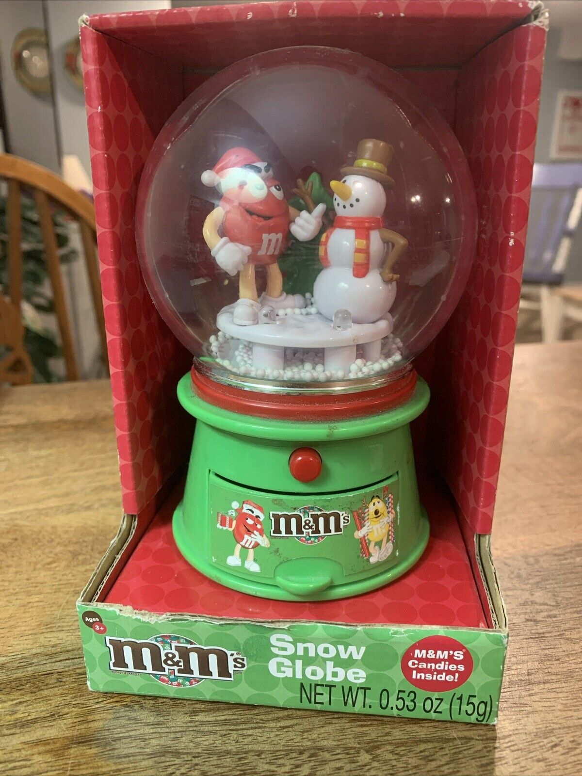 M&M\'S Musical Snow Globe Candy Holder,Red Character Limited Edition Collectible 