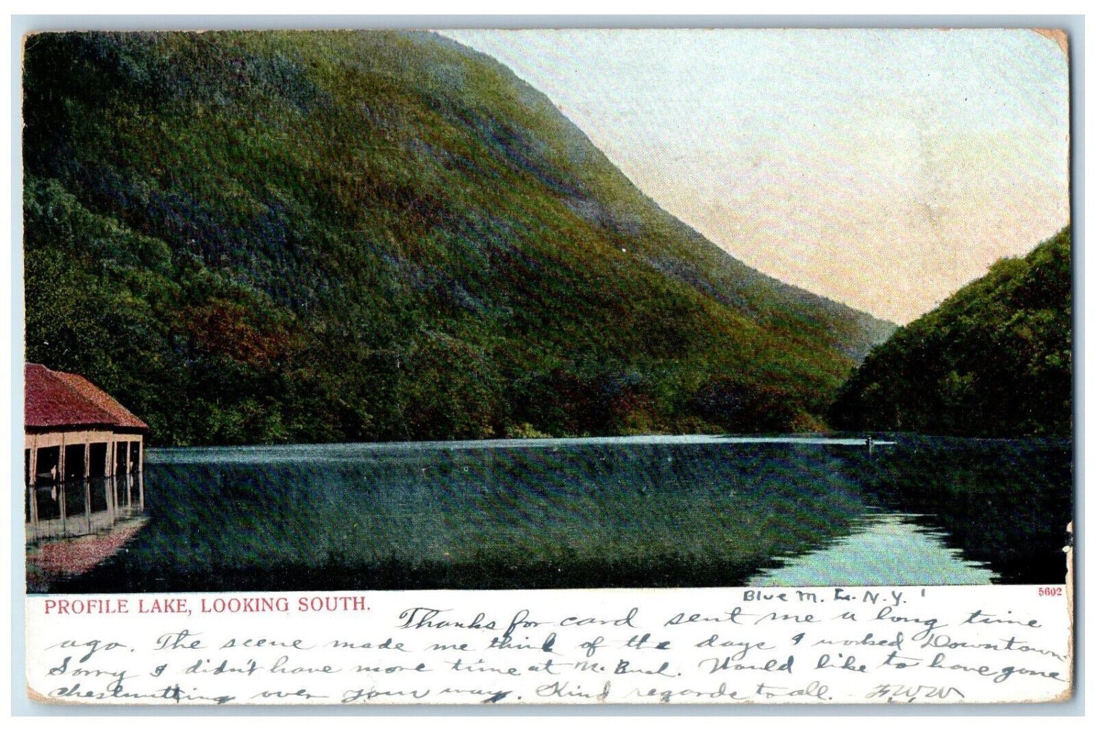 1910 Scene of Mountain, River, Profile Lake Looking South New York NY Postcard