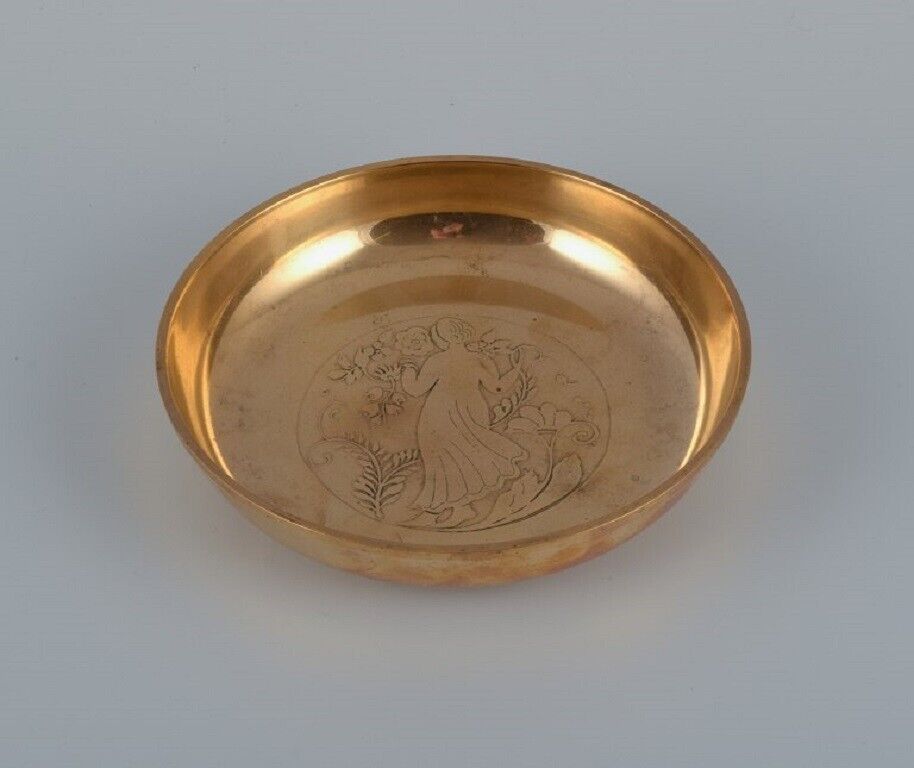 Early Just Andersen Art Deco bronze bowl with motif of woman. Approx. 1930.