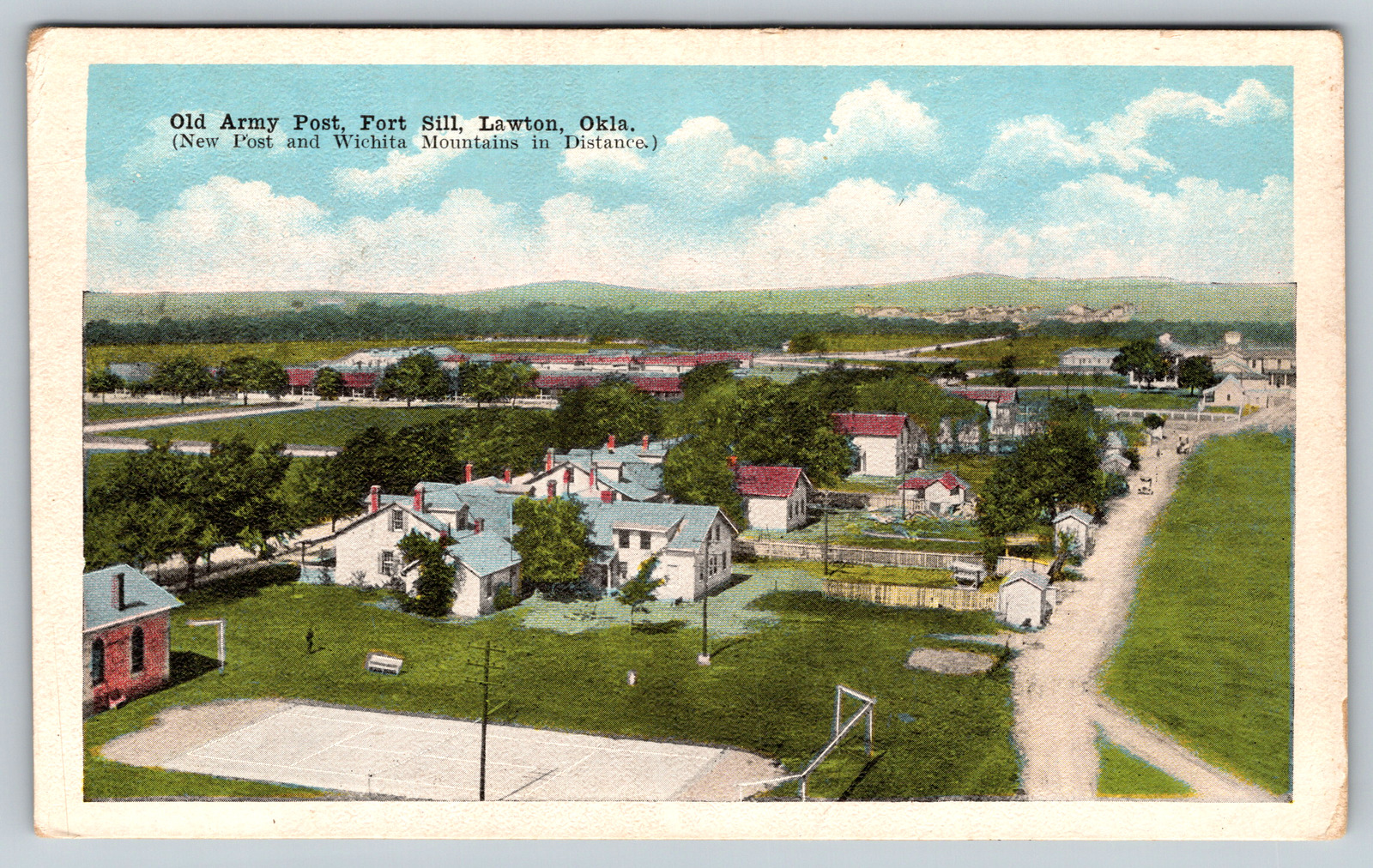 New OK Old Fort Lawton Place Milwaukee Wichita Abe c1930s White Border Postcard