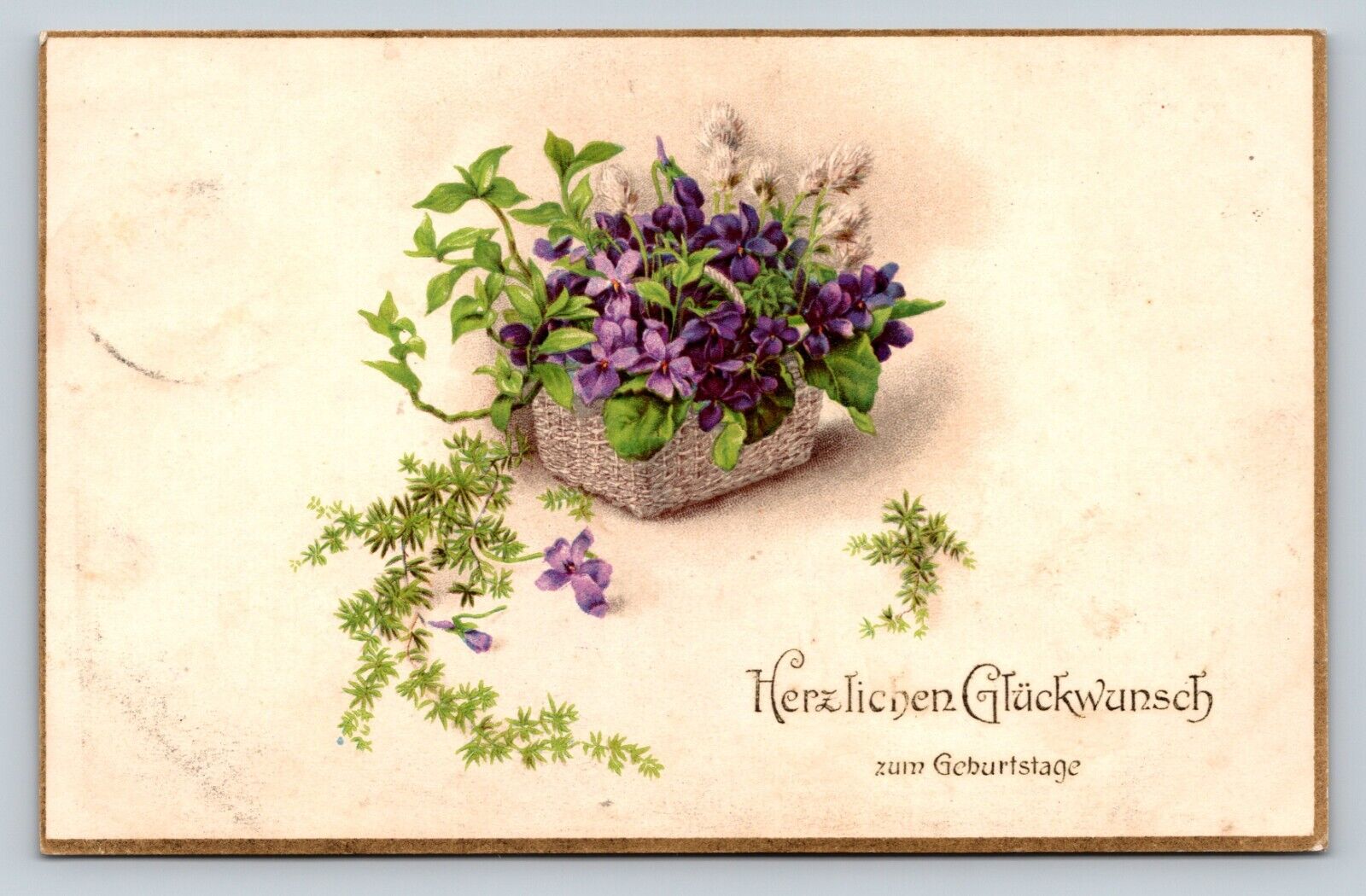 C1918 Flowers Heartfelt Congratulations on your Birthday ANTIQUE Postcard 1059