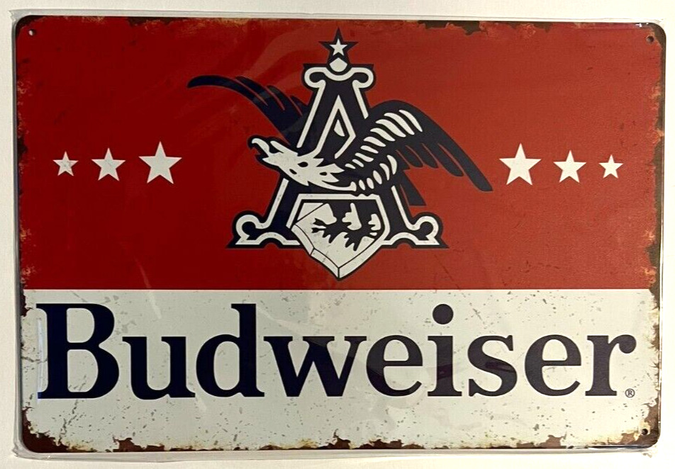 Budweiser Beer Anheuser-Busch Novelty Metal Sign 12