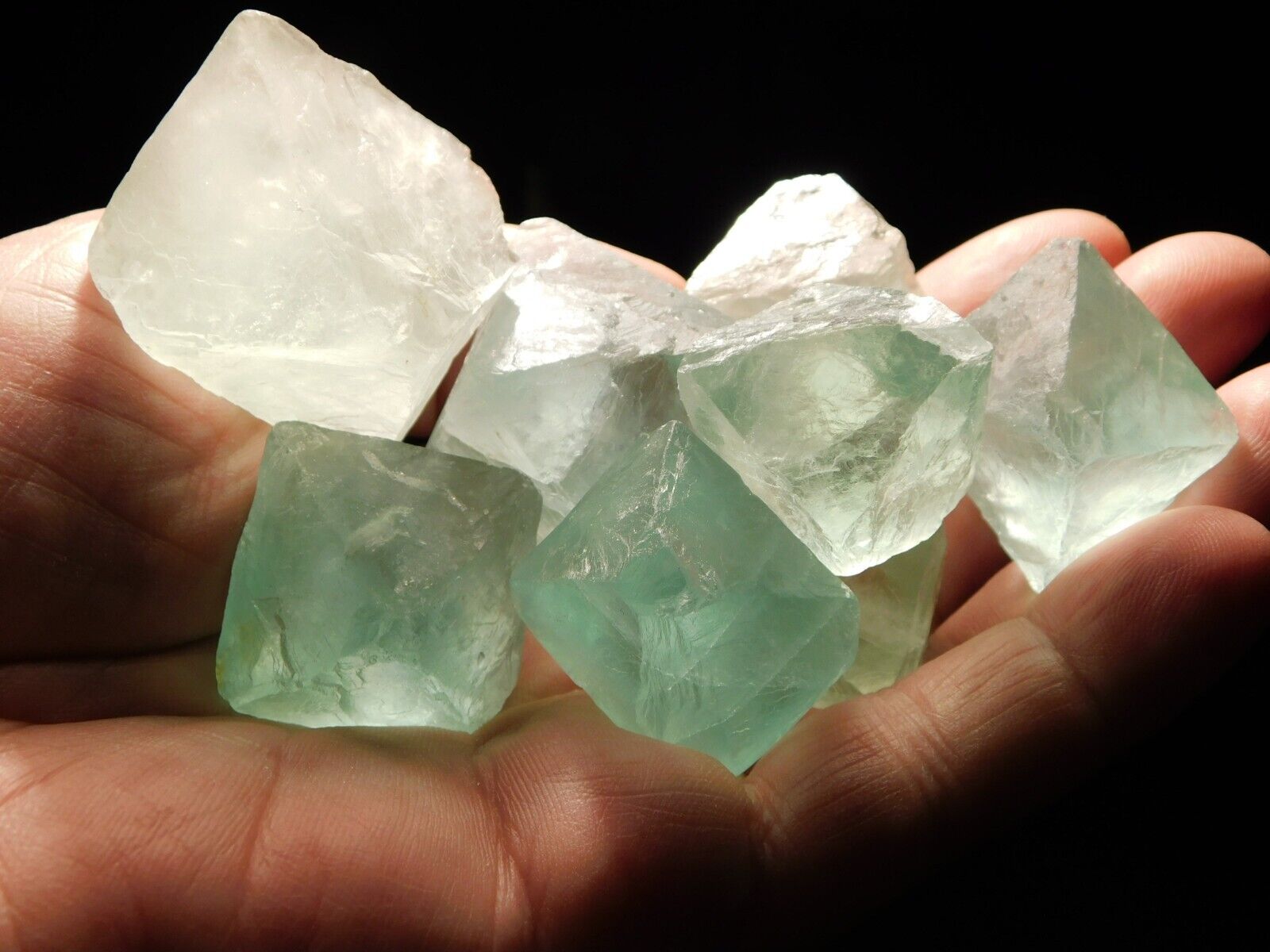 BIG LOT of 100% Natural Fluorescent FLUORITE Octahedron Crystals China 282gr