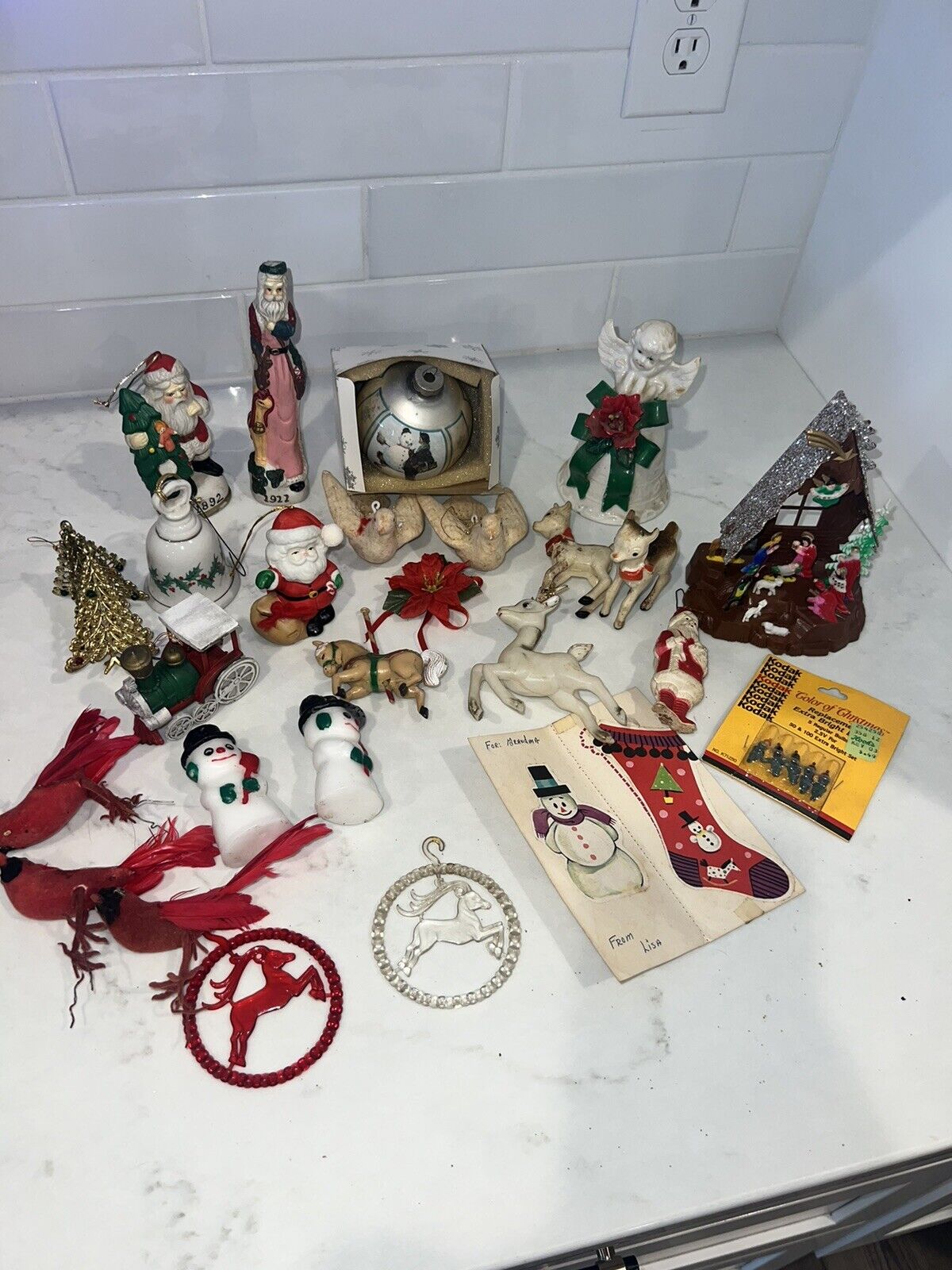vintage Retro christmas decorations - Gurley, Lennox, German Made, Reindeer