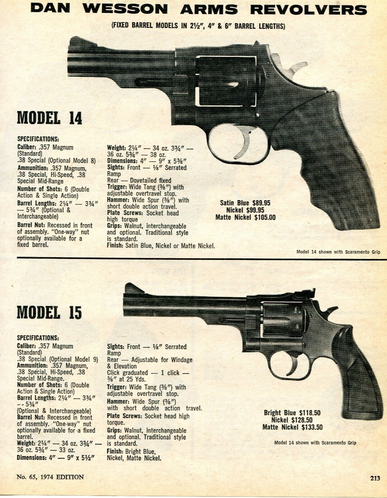 1974 Print Ad of Dan Wesson Arms Model 14 & 15 Revolver