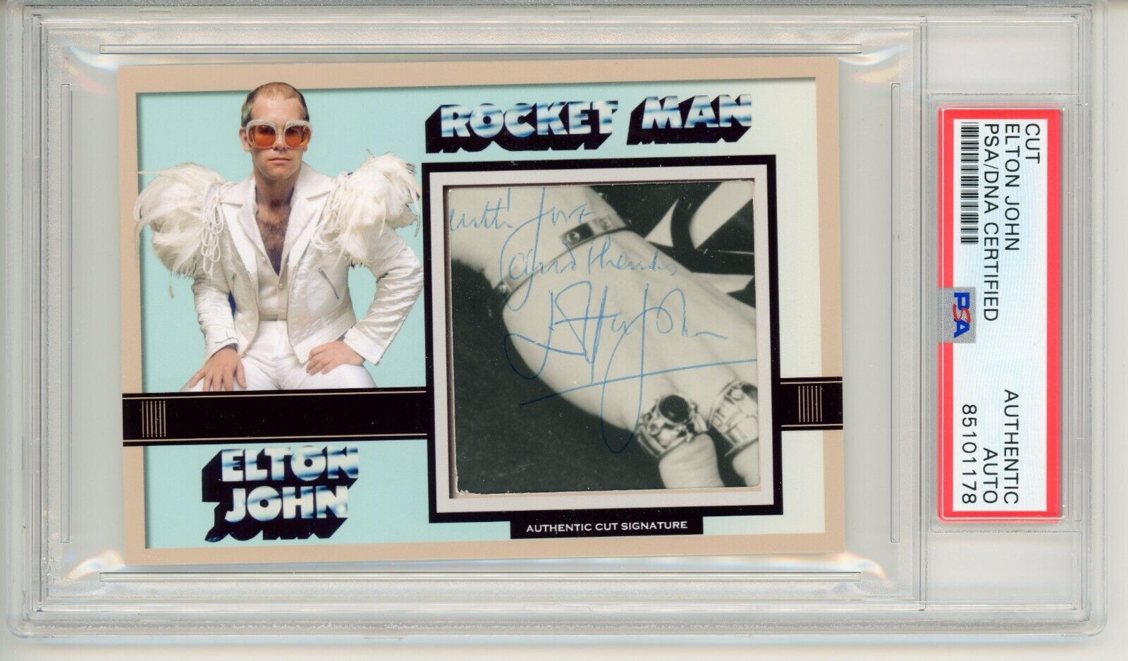 Elton John ~ Signed Rocket Man Custom Autographed Trading Card ~ PSA DNA Encased