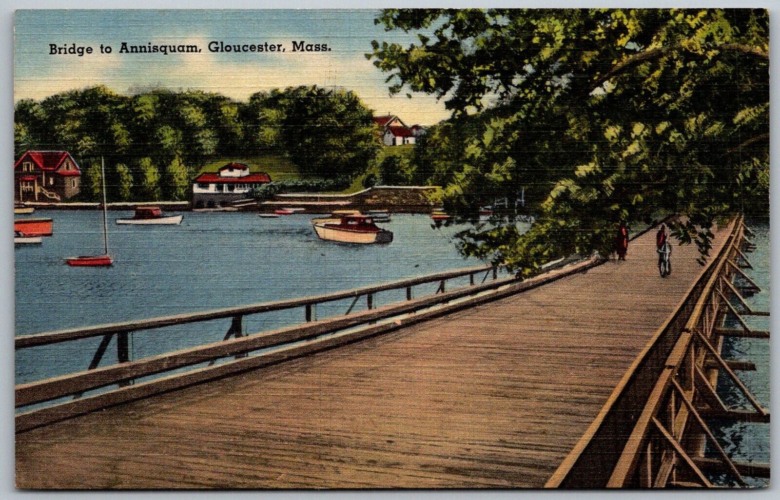 Gloucester Massachusetts 1940s Postcard Bridge To Annisquam