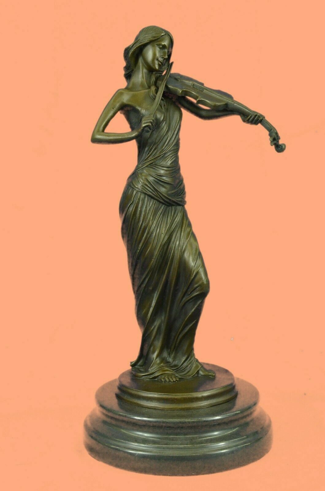 Bronze DEAL  Sculpture SALE Statue Woman Standing Young Lady Violin Player Decor