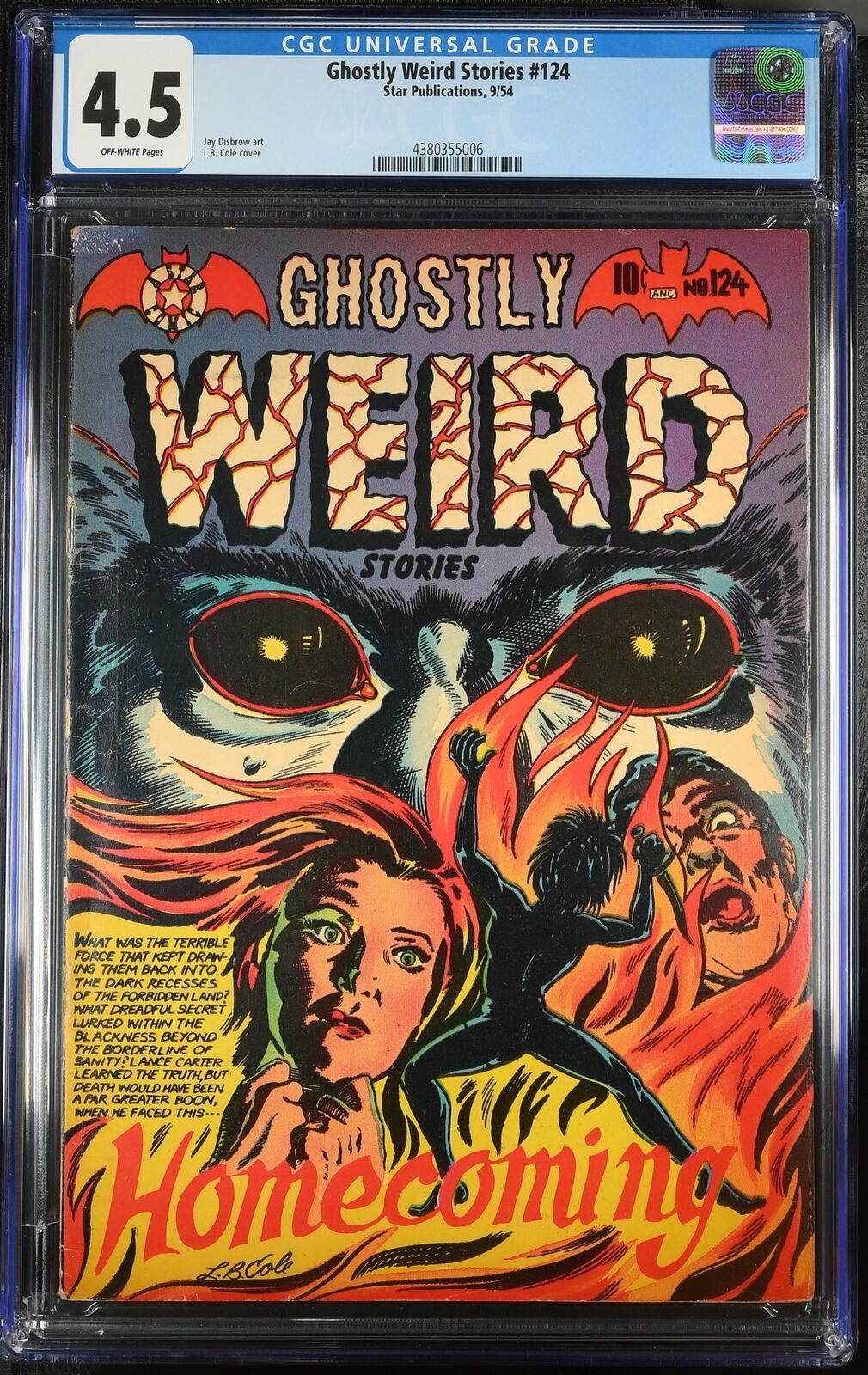 Ghostly Weird Stories #124 CGC VG+ 4.5 Off White Pre-Code Horror L.B. Cover