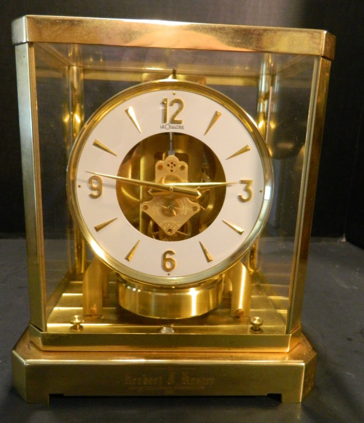 Vintage Jaeger LeCoultre Atmos 15 Jewels Brass & Glass Perpetual Clock Excellent