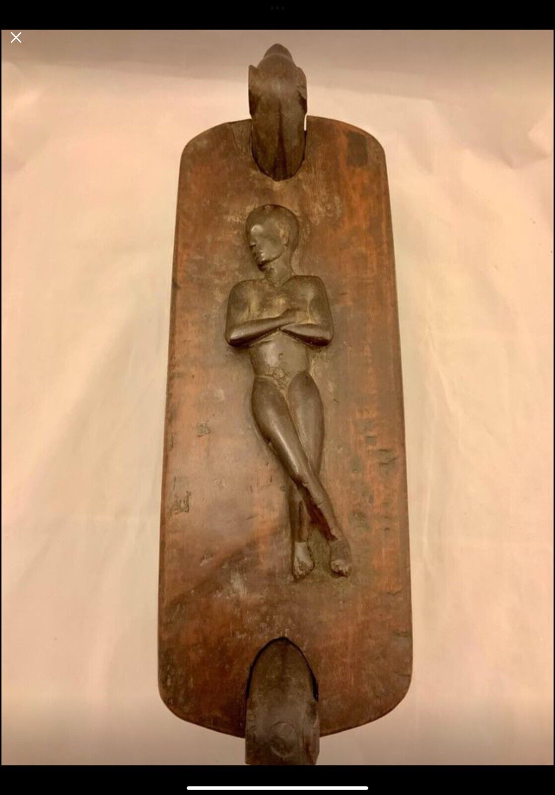 Rare~ Antique Hand Carved Wooden Sarcophagus / Coffin