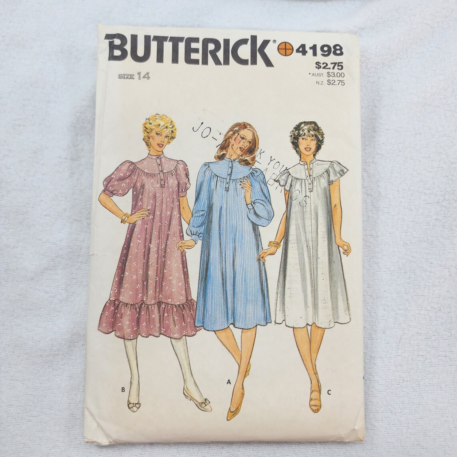 Vintage Butterick 4198 Peasant Dress Size 14 Clothes Cottagecore Ruffles