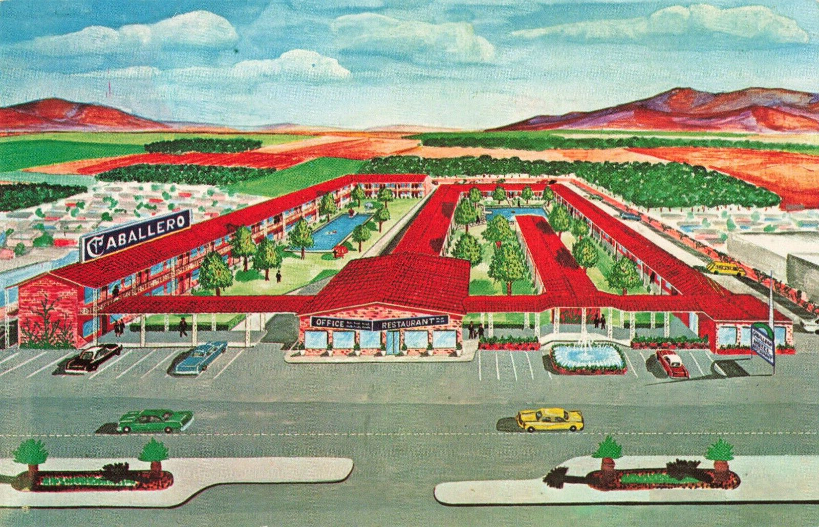 El Paso TX Texas Caballero Motor Hotel & Restaurant Advertising Vintage Postcard