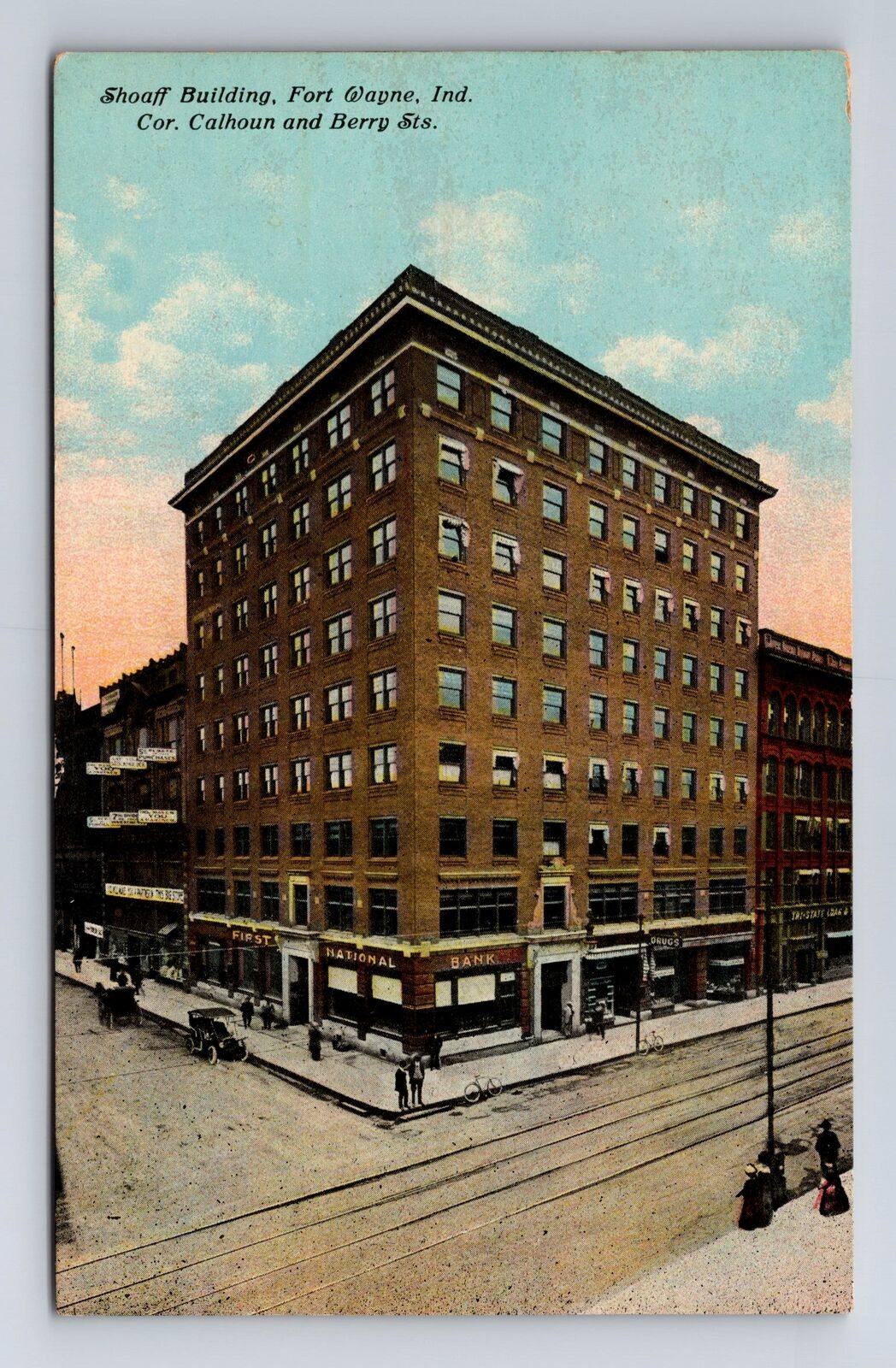 Fort Wayne IN-Indiana, Panoramic View Shoaff Building, Vintage c1912 Postcard
