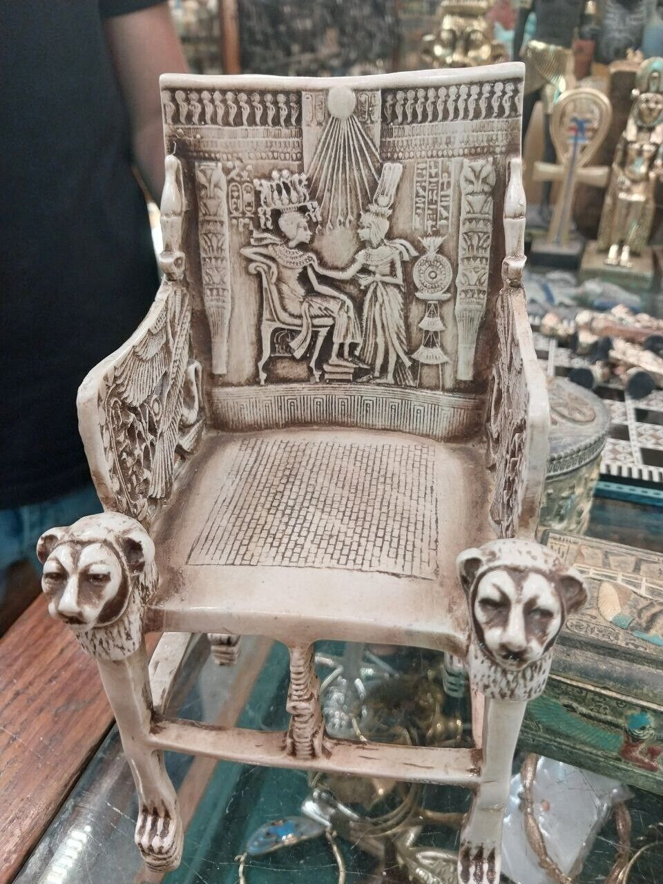 The Marble Throne Chair is a resin replica of the Egyptian Pharaoh King Tut Smal