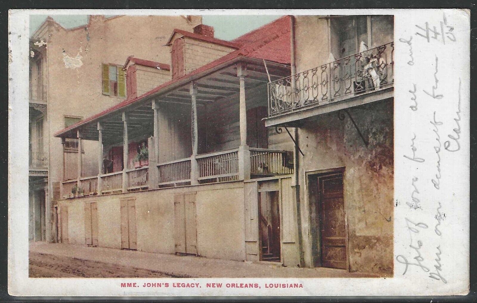 MME. John\'s Legacy, New Orleans, Louisiana, Early Postcard, Used in 1905