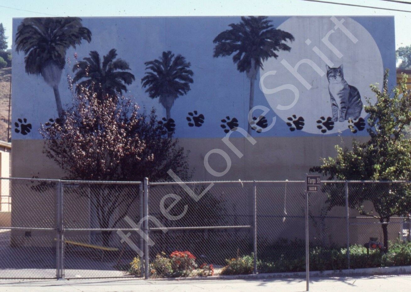 1979 Los Angeles 1600 W Fargo St Cat Moon Art Mural California 35mm Film Slide