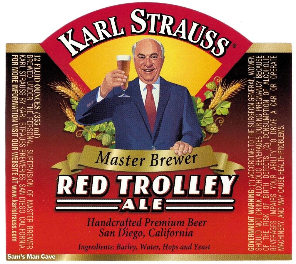 Karl Strauss Red Trolley Ale Label - CALIFORNIA