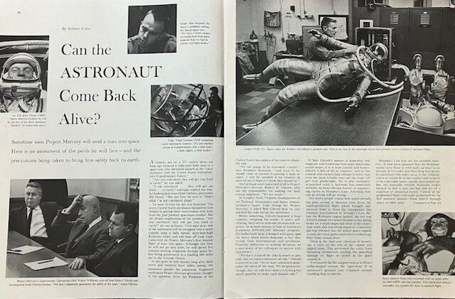 1961 Original Vintage Space Travel NASA Astronaut John Glenn Article Display It