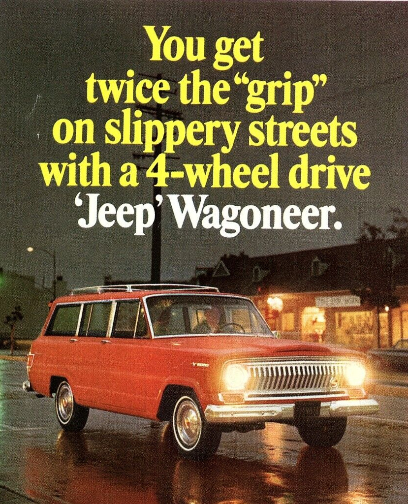 1966 JEEP WAGONEER 4-WHEEL DRIVE TWICE THE GRIP VINTAGE ADVERTISEMENT Z1339