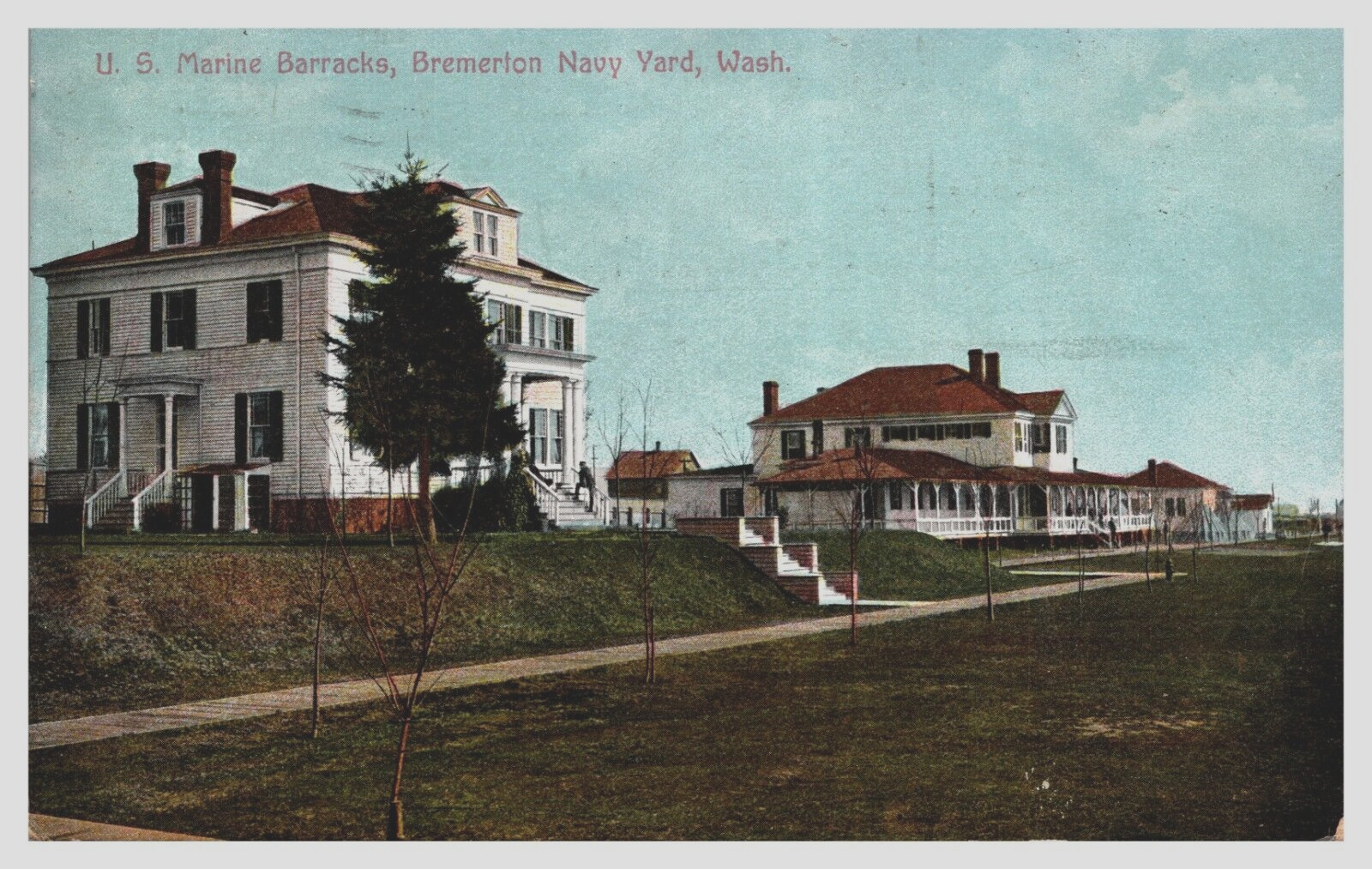 US Marine Barracks Bremerton Navy Yard Washington pre WW1 Posted 1911  Postcard