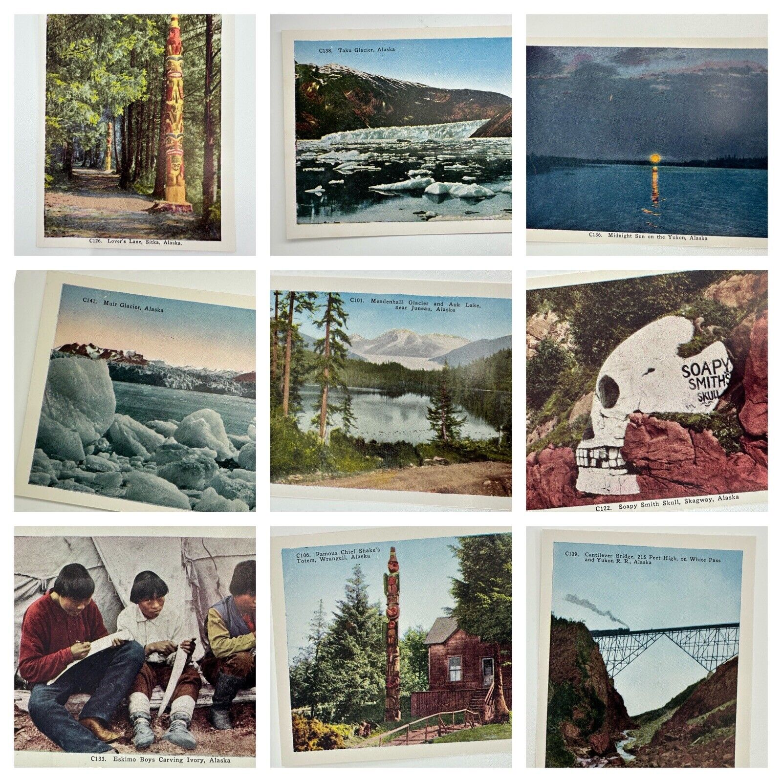 Vintage Postcards (HHT) Lot of 9 - Alaska - New Old Stock Eskimos, Totem Poles